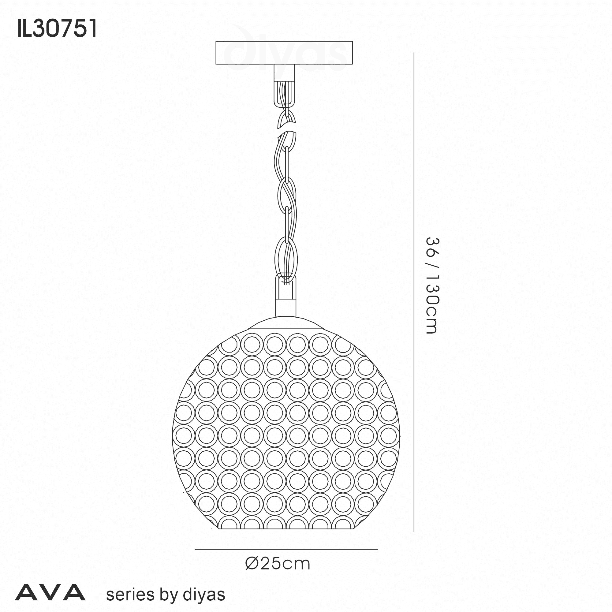 Diyas Ava 4 Light Pendant - French Gold & Crystal