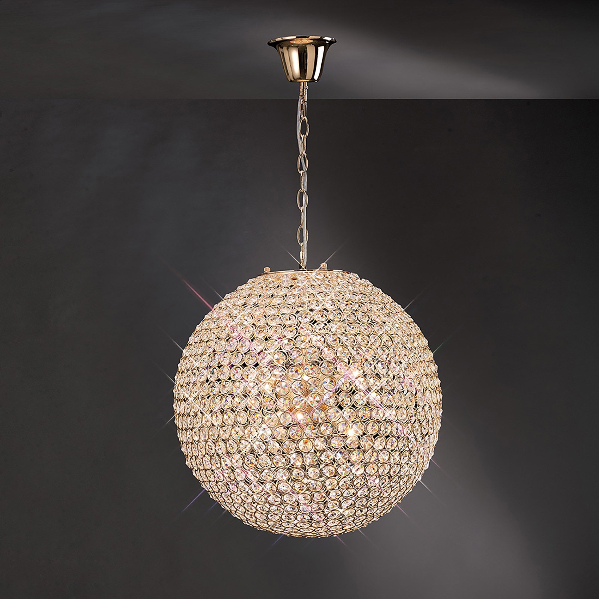 Diyas Ava 7 Light Pendant - French Gold & Crystal