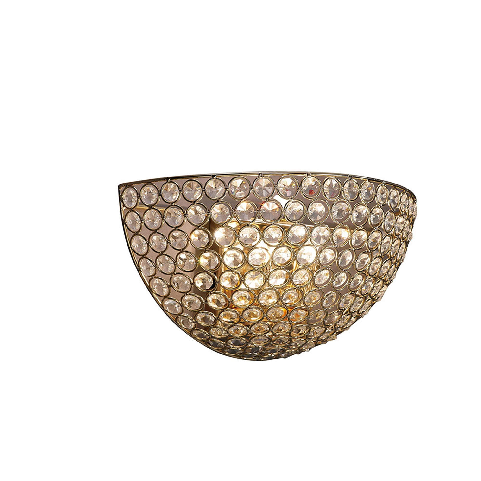 Diyas Ava 2 Light Circular Wall Light - French Gold & Crystal