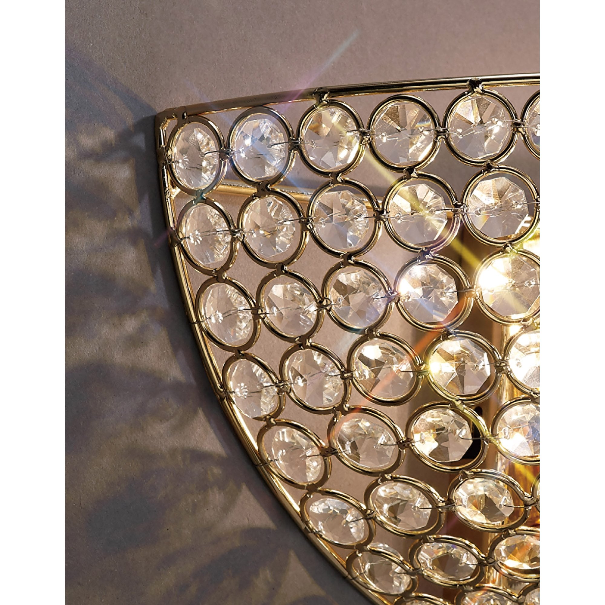 Diyas Ava 2 Light Circular Wall Light - French Gold & Crystal