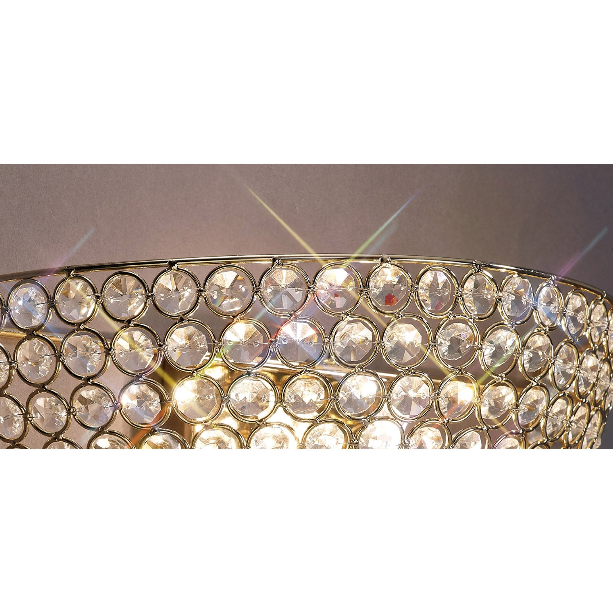 Diyas Ava 2 Light Circular Wall Light - French Gold & Crystal