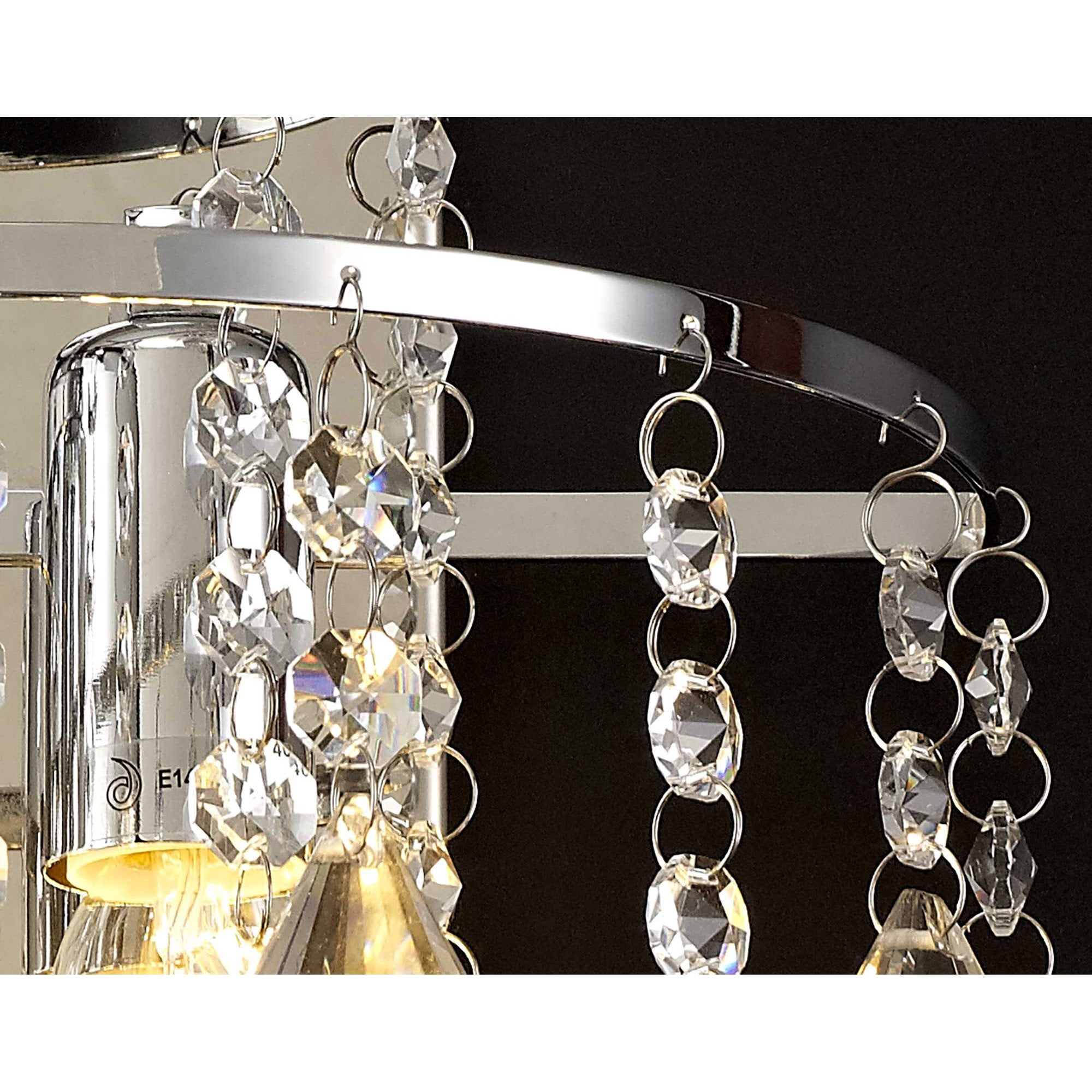 Diyas Inina 2 Light Switched Wall Light - Polished Chrome & Crystal