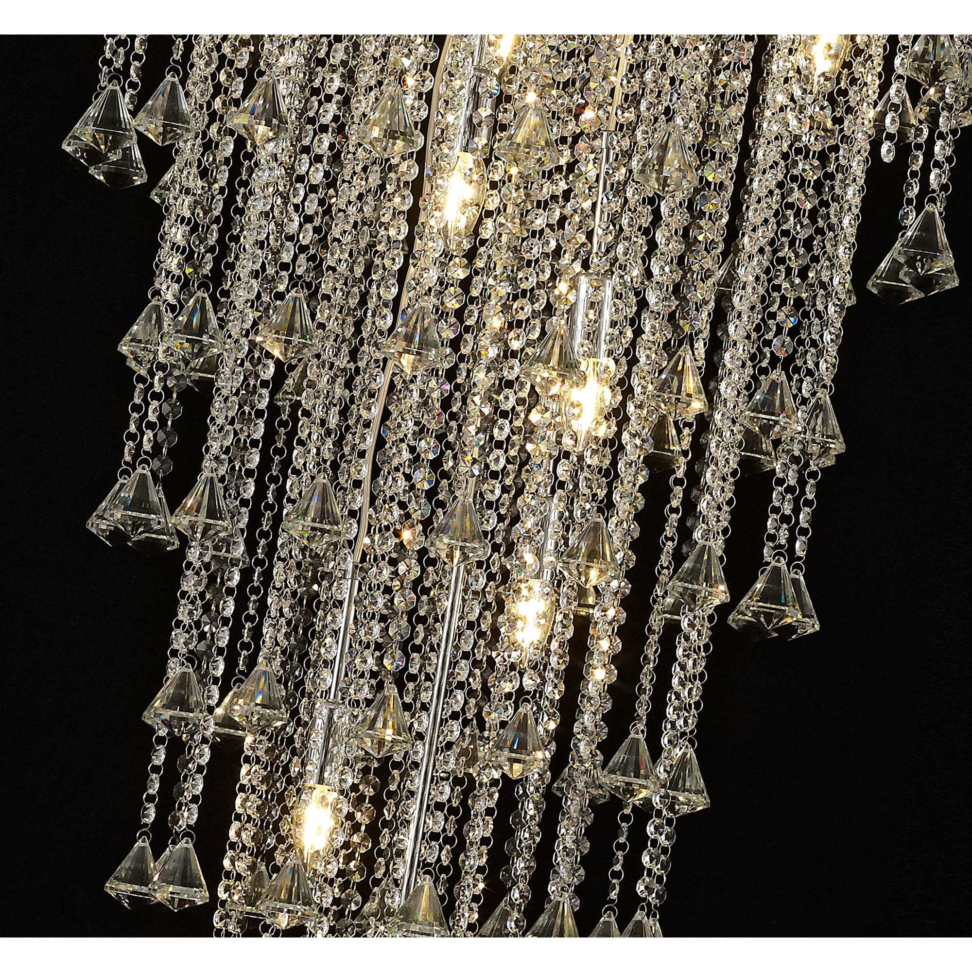 Diyas Inina Tall 9 Light Pendant - Polished Chrome & Crystal