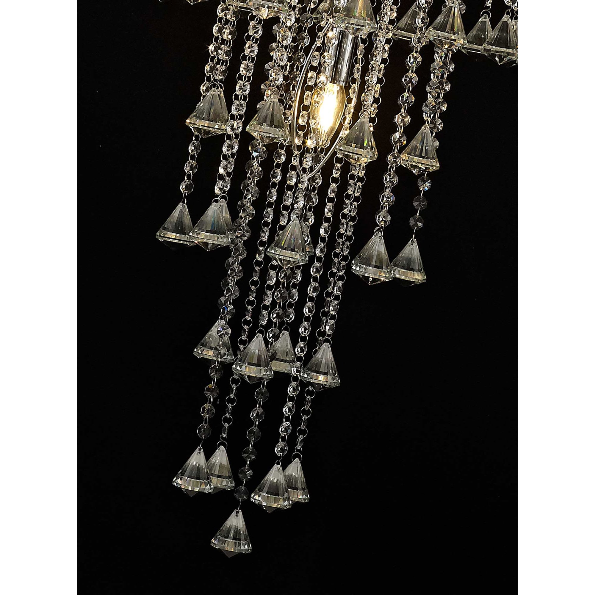 Diyas Inina Tall 9 Light Pendant - Polished Chrome & Crystal