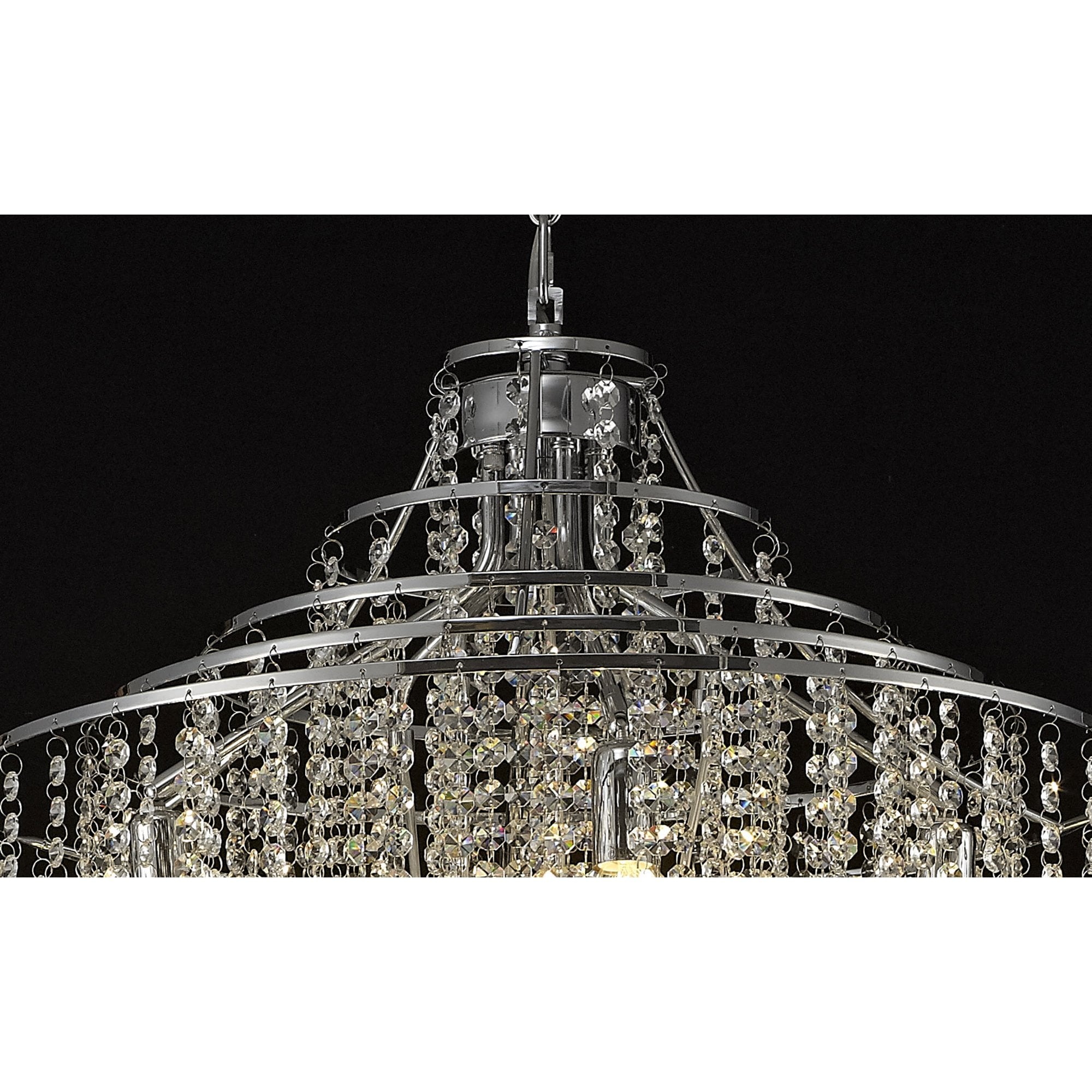 Diyas Inina Tall 9 Light Pendant - Polished Chrome & Crystal