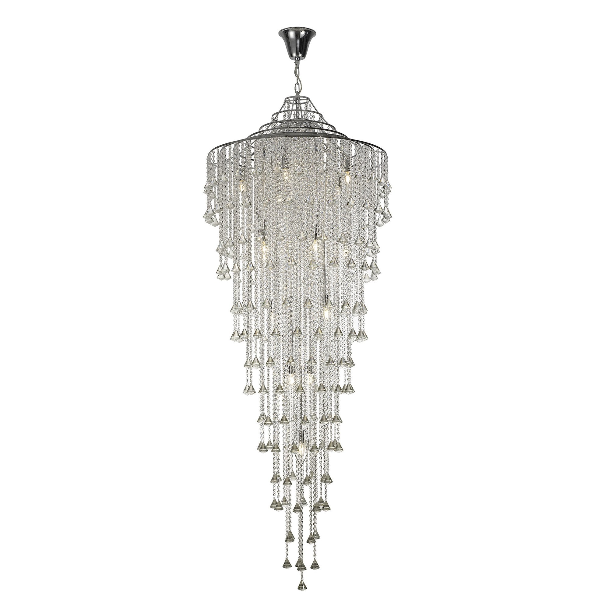 Diyas Inina Tall 15 Light Pendant - Polished Chrome & Crystal