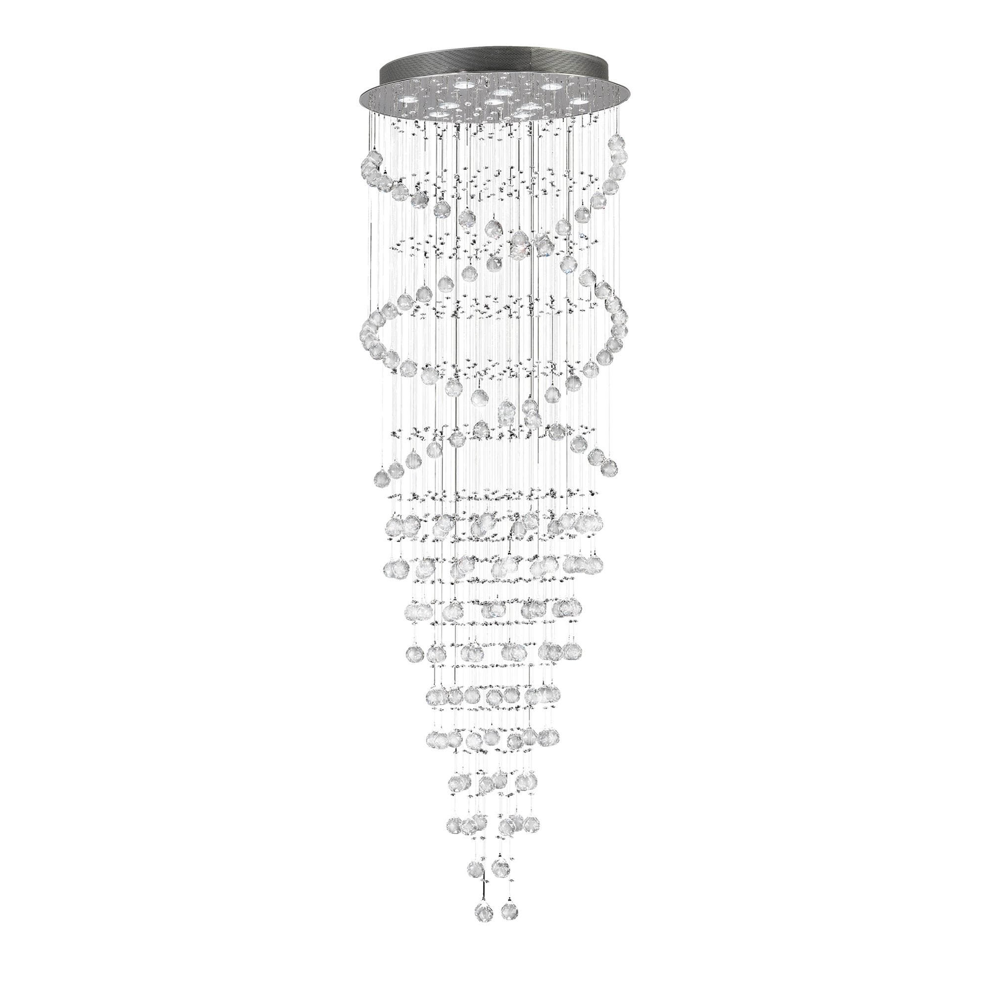 Diyas Colorado 10 Light Corkscrew Pendant - Polished Chrome & Crystal