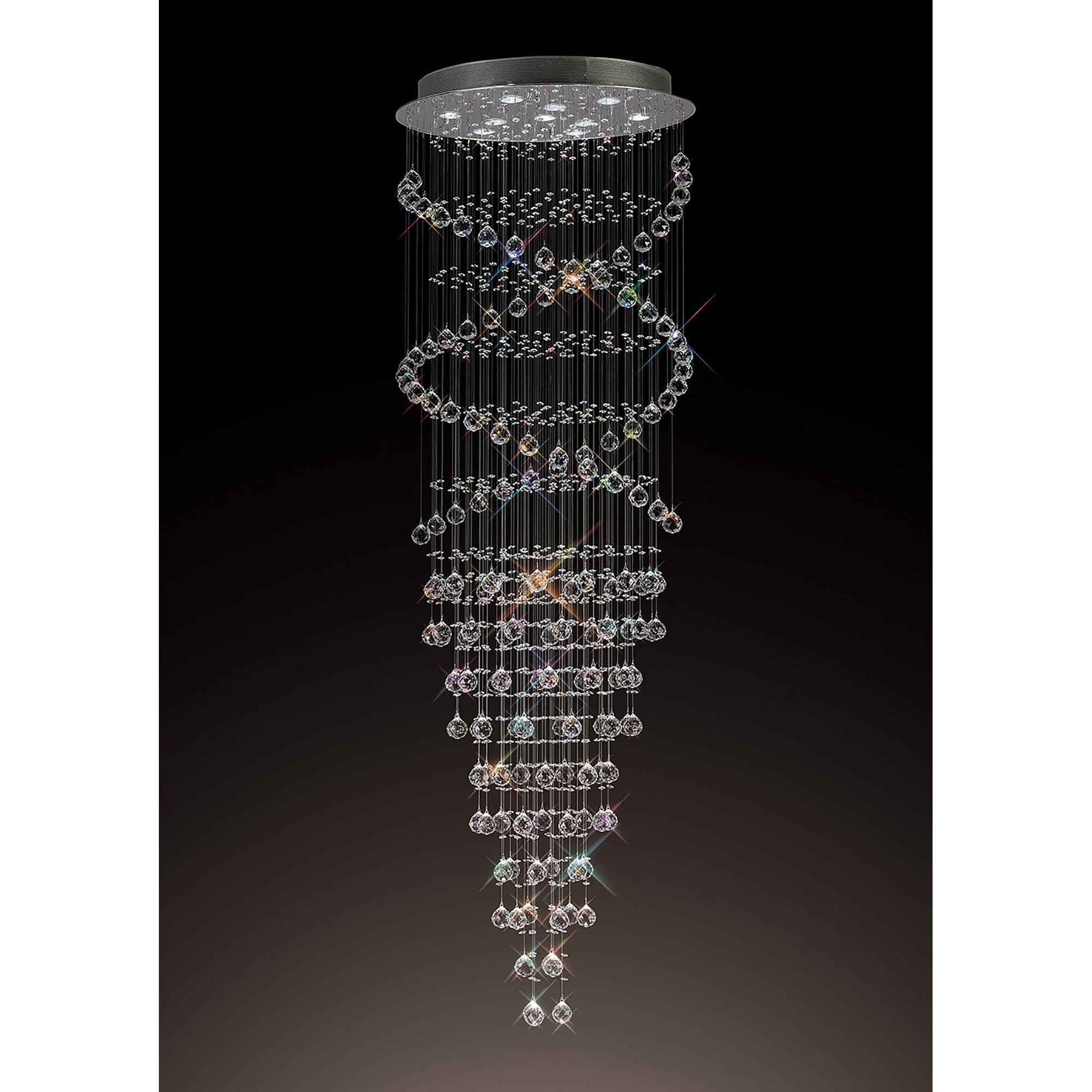 Diyas Colorado 10 Light Corkscrew Pendant - Polished Chrome & Crystal