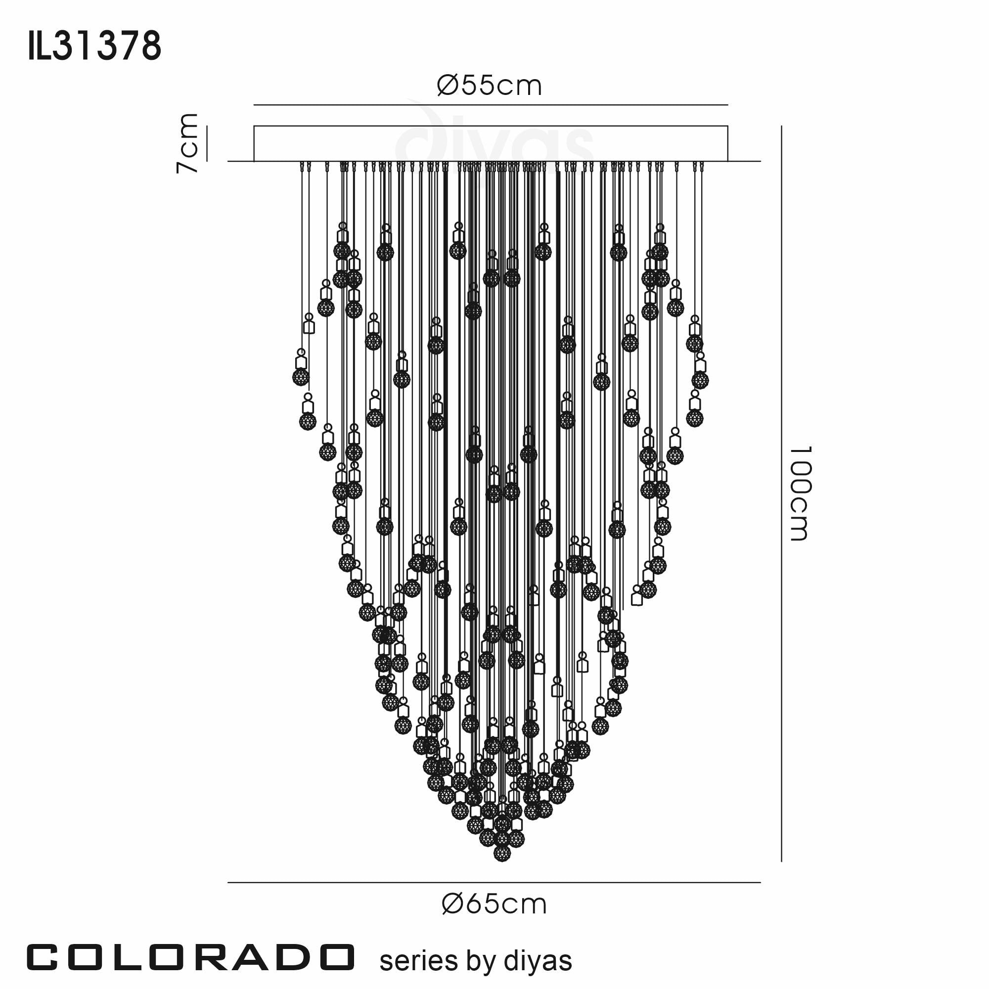 Diyas Colorado 9 Light Cone Pendant - Polished Chrome & Crystal