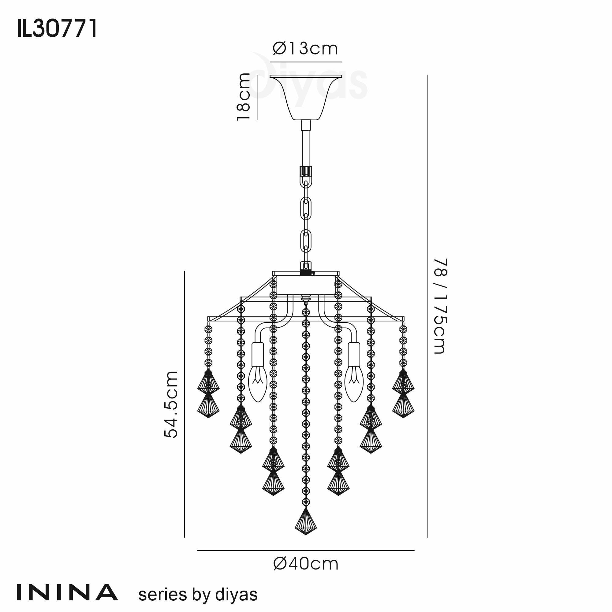 Diyas Inina 4 Light Pendant - Polished Chrome & Crystal