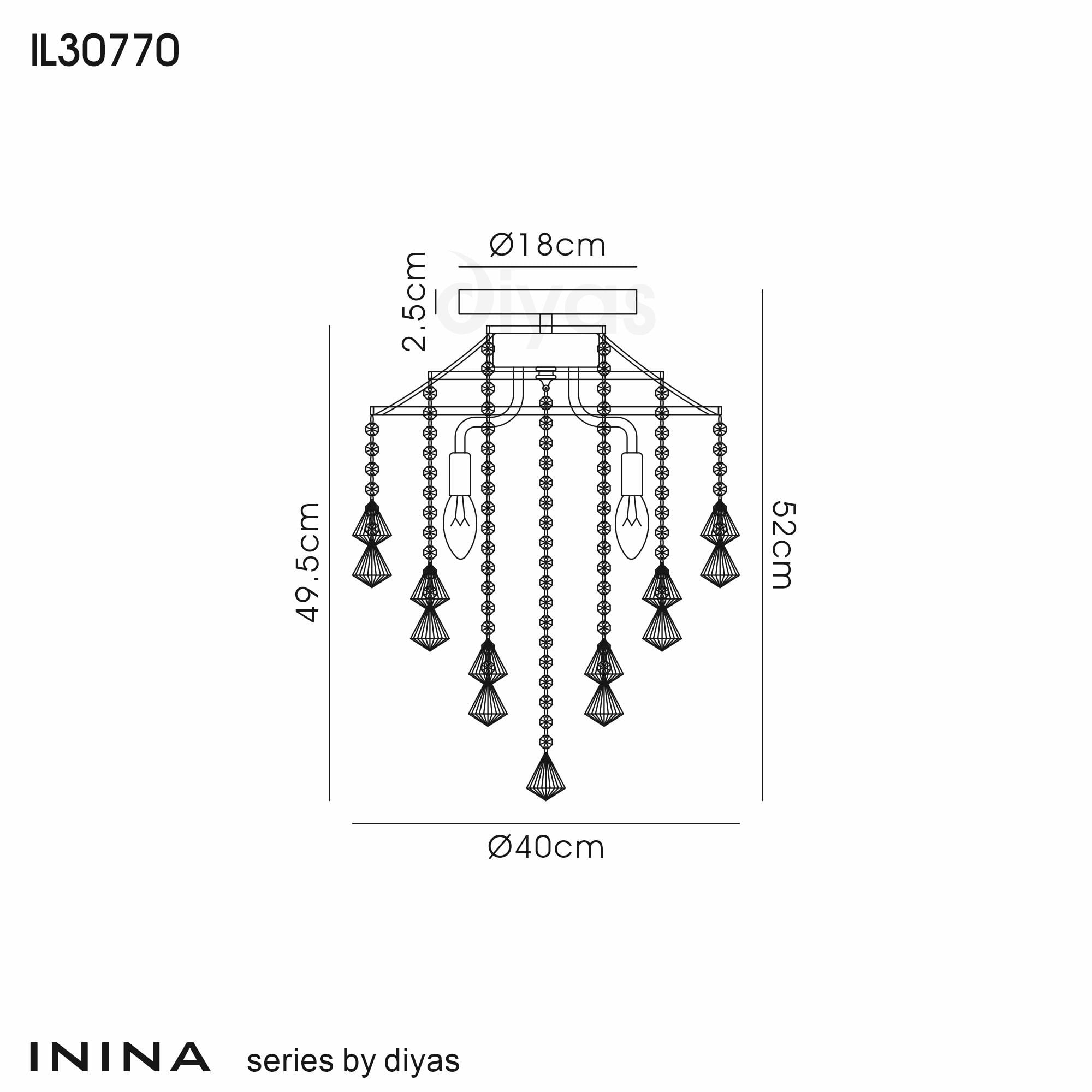 Diyas Inina 4 Light Ceiling Light - Polished Chrome & Crystal