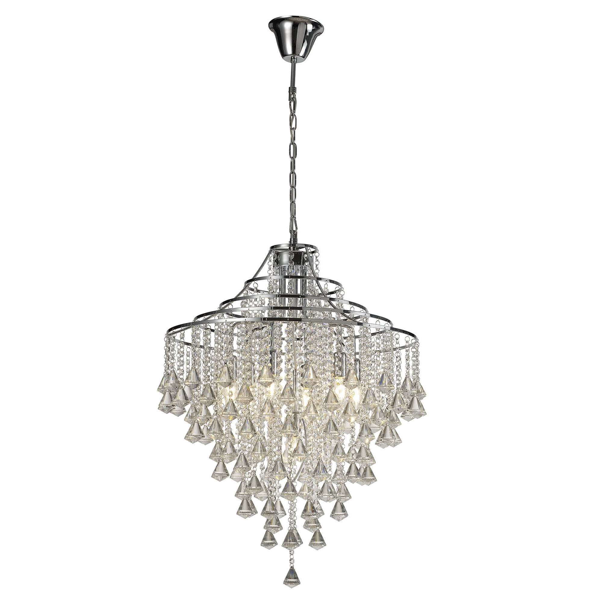 Diyas Inina 7 Light Pendant - Polished Chrome & Crystal