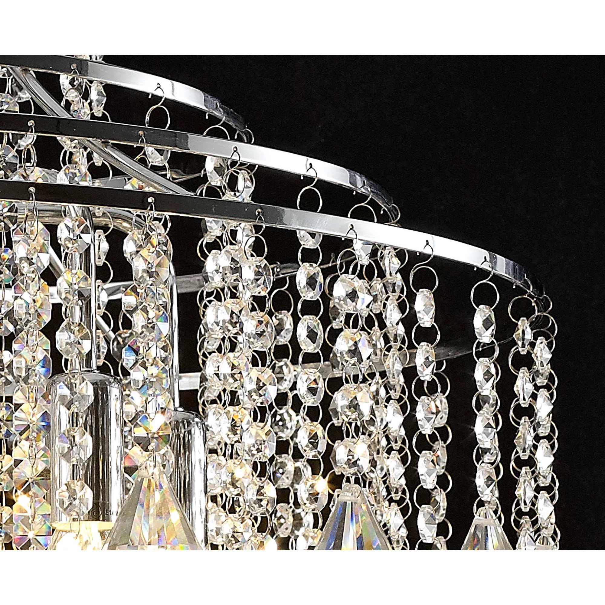 Diyas Inina 7 Light Pendant - Polished Chrome & Crystal