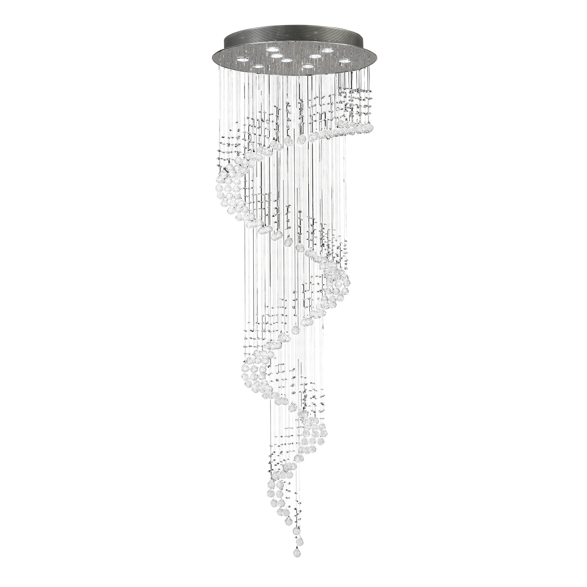 Diyas Colorado 9 Light Multi-Spiral Pendant - Polished Chrome & Crystal