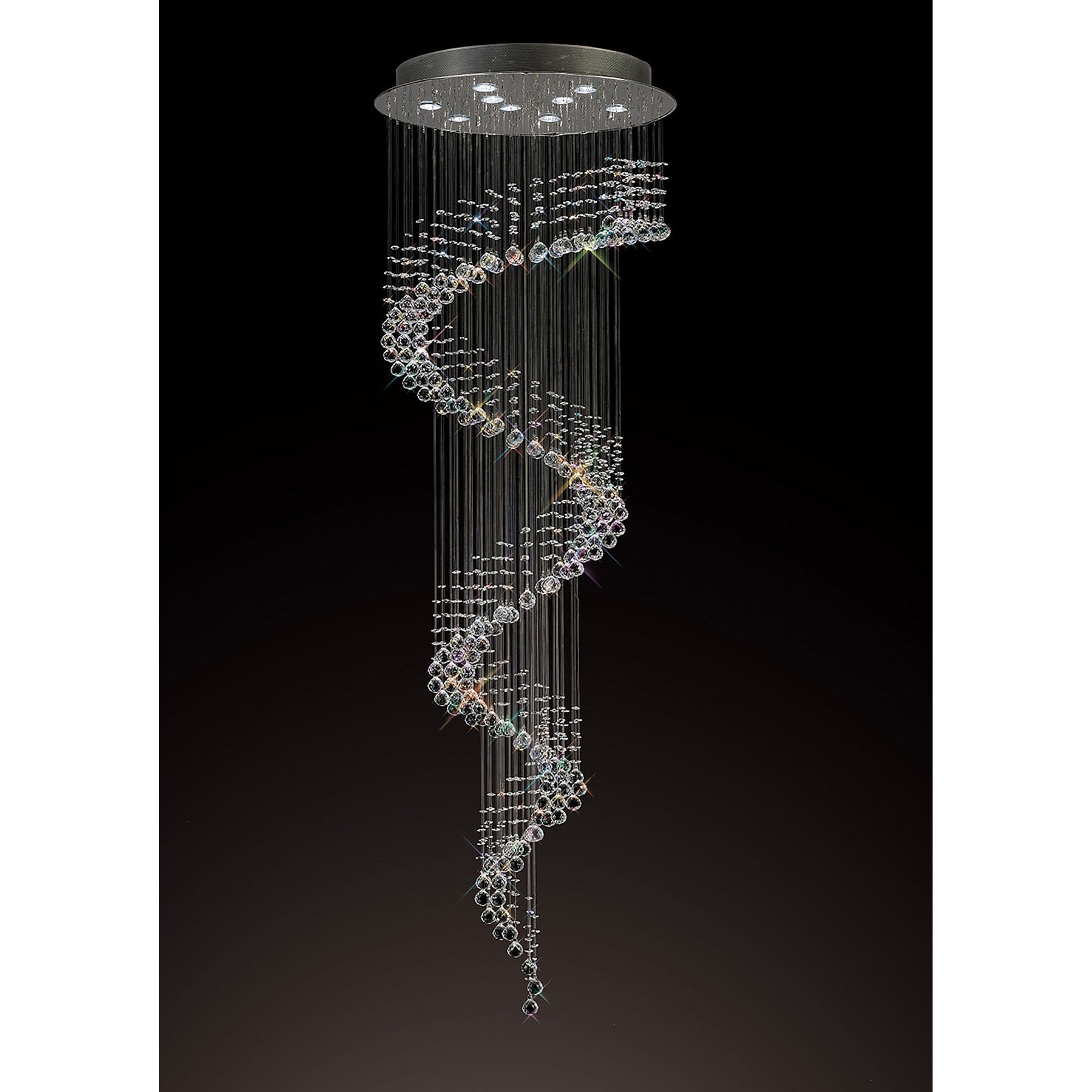 Diyas Colorado 9 Light Multi-Spiral Pendant - Polished Chrome & Crystal