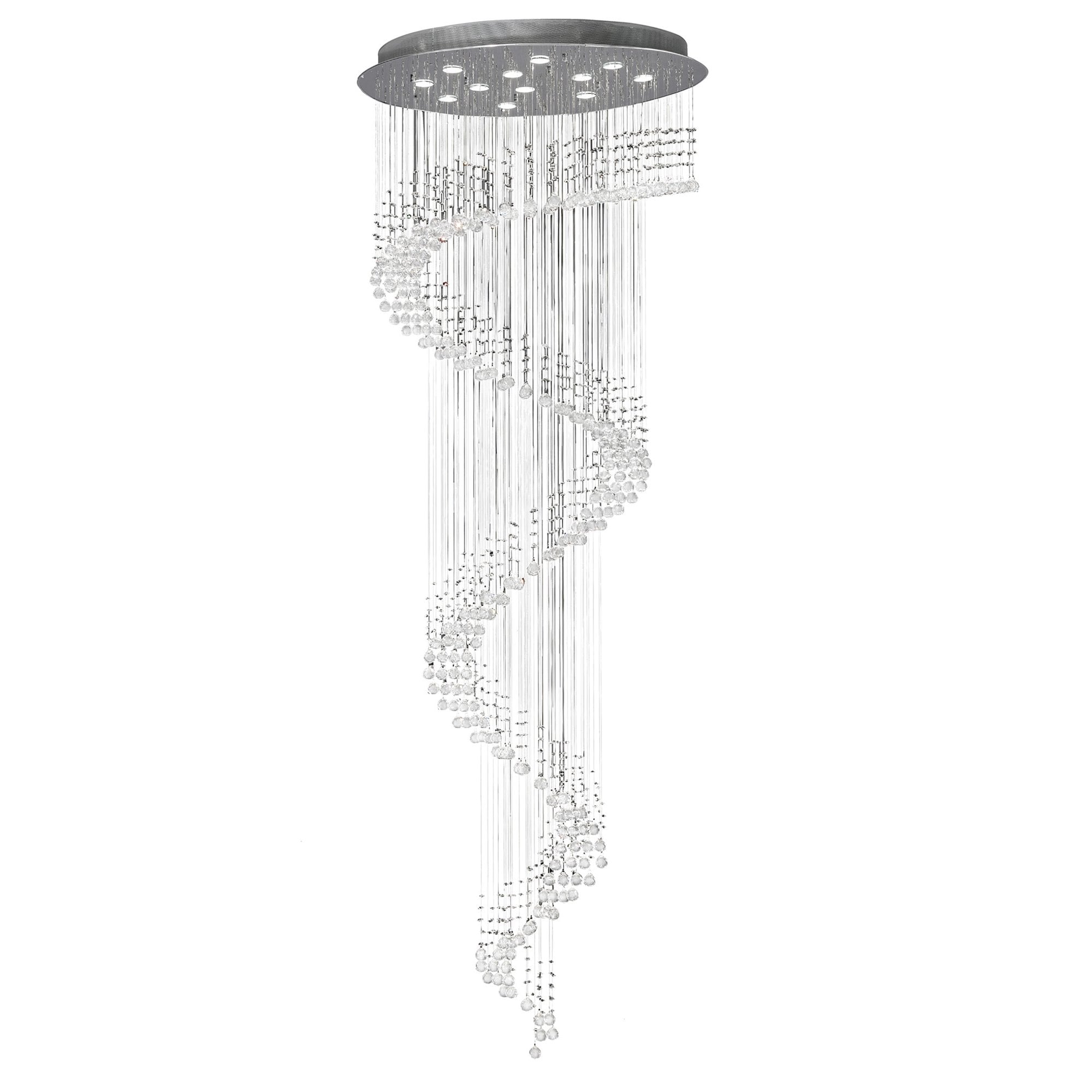 Diyas Colorado 12 Light Multi-Spiral Pendant - Polished Chrome & Crystal
