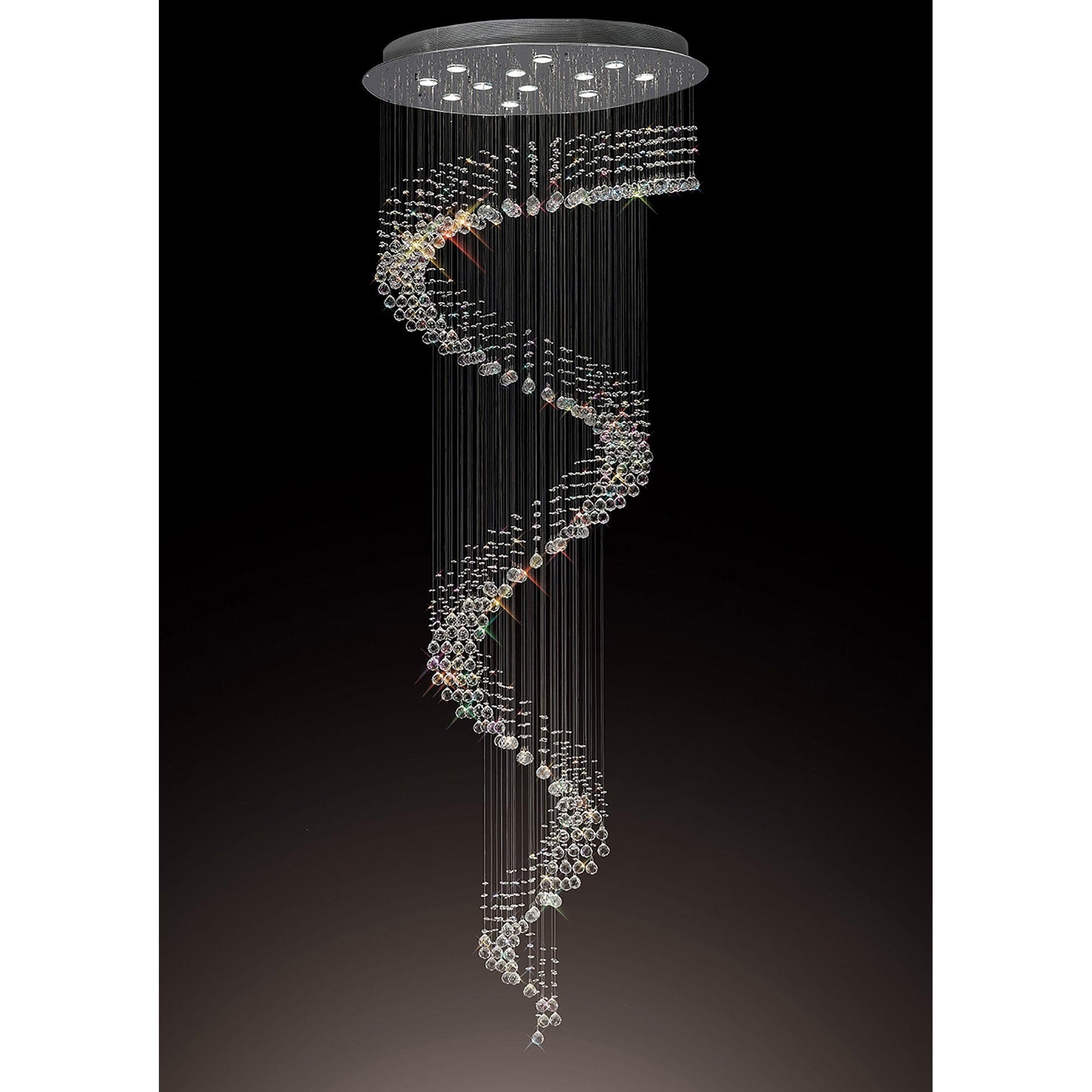 Diyas Colorado 12 Light Multi-Spiral Pendant - Polished Chrome & Crystal