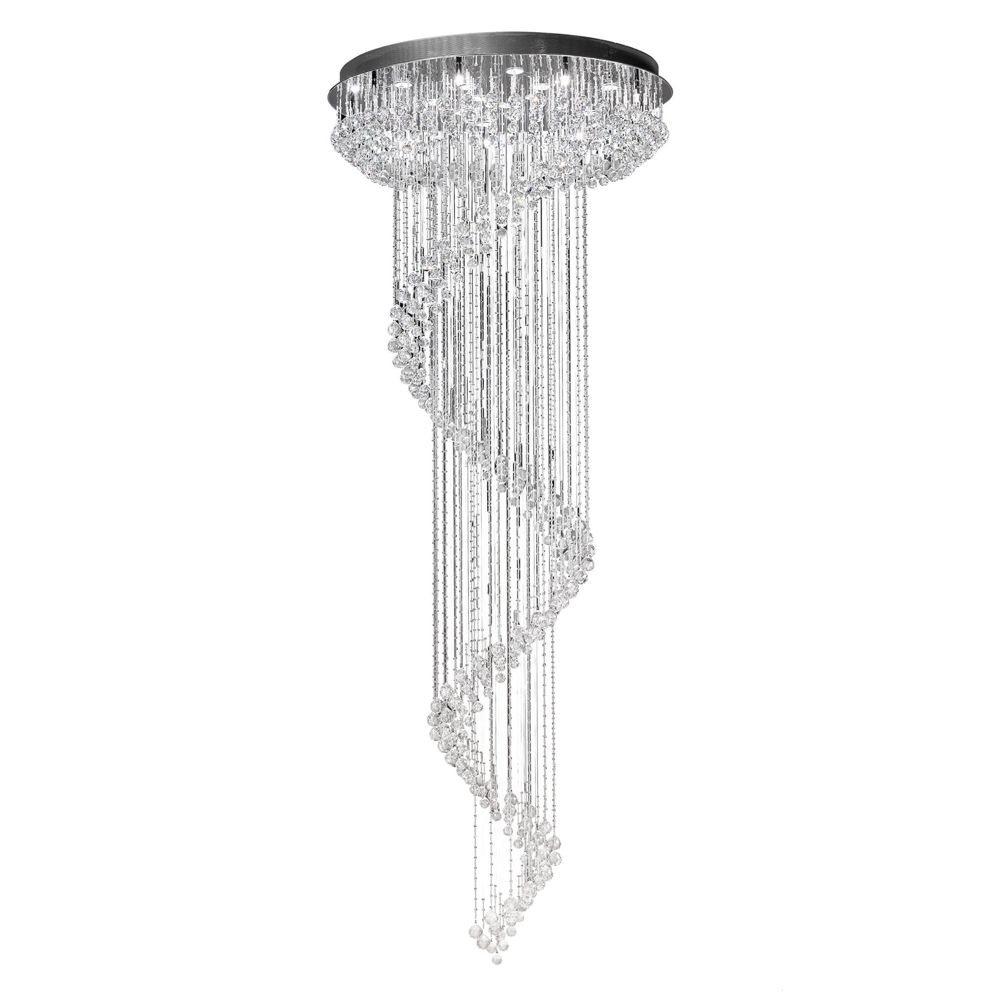 Diyas Colorado 24 Light Multi-Spiral Pendant - Polished Chrome & Crystal