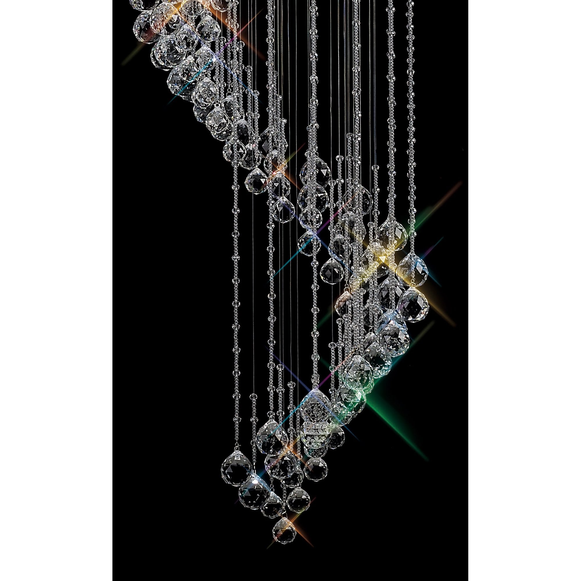 Diyas Colorado 24 Light Multi-Spiral Pendant - Polished Chrome & Crystal