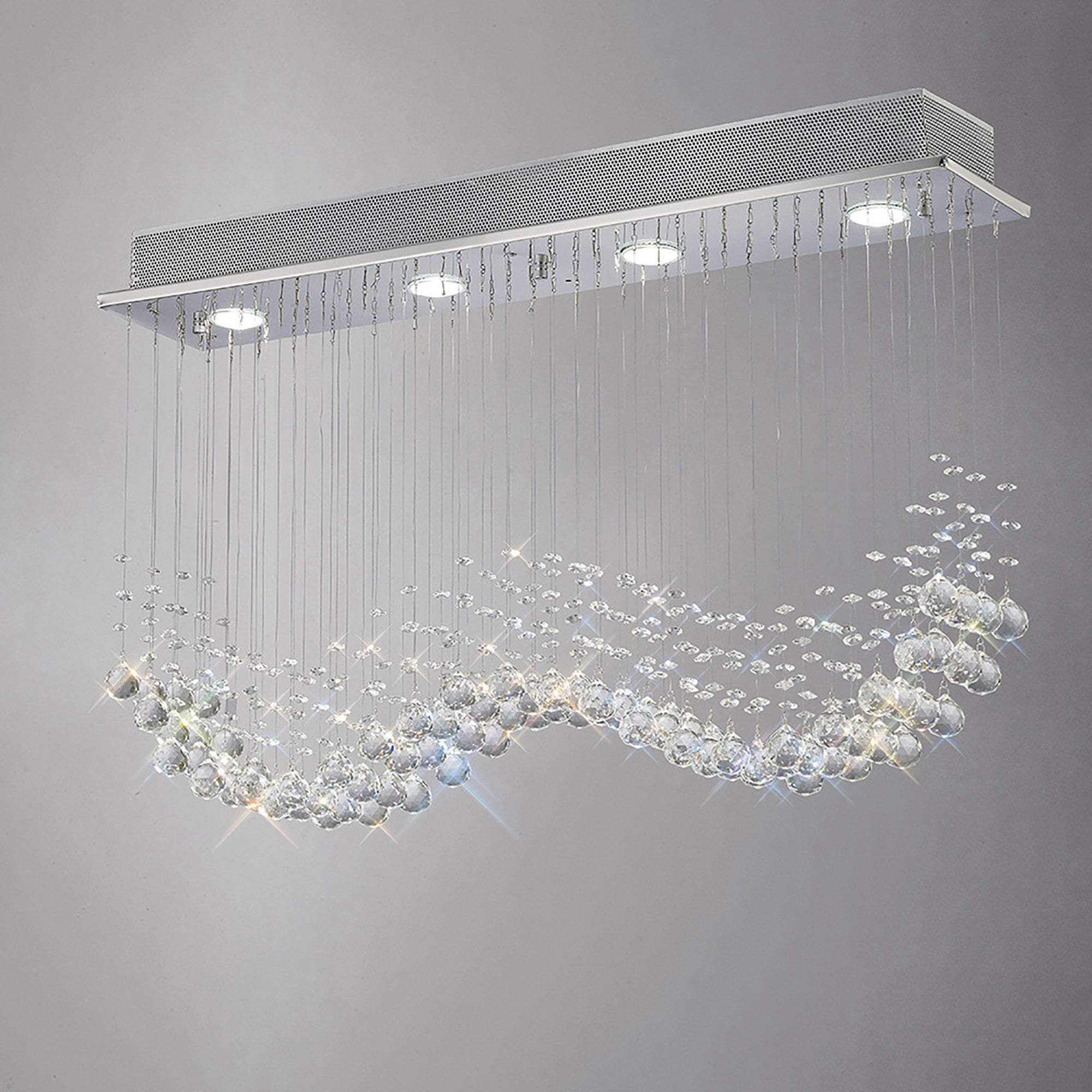 Diyas Colorado 4 Light Line Pendant - Polished Chrome & Crystal