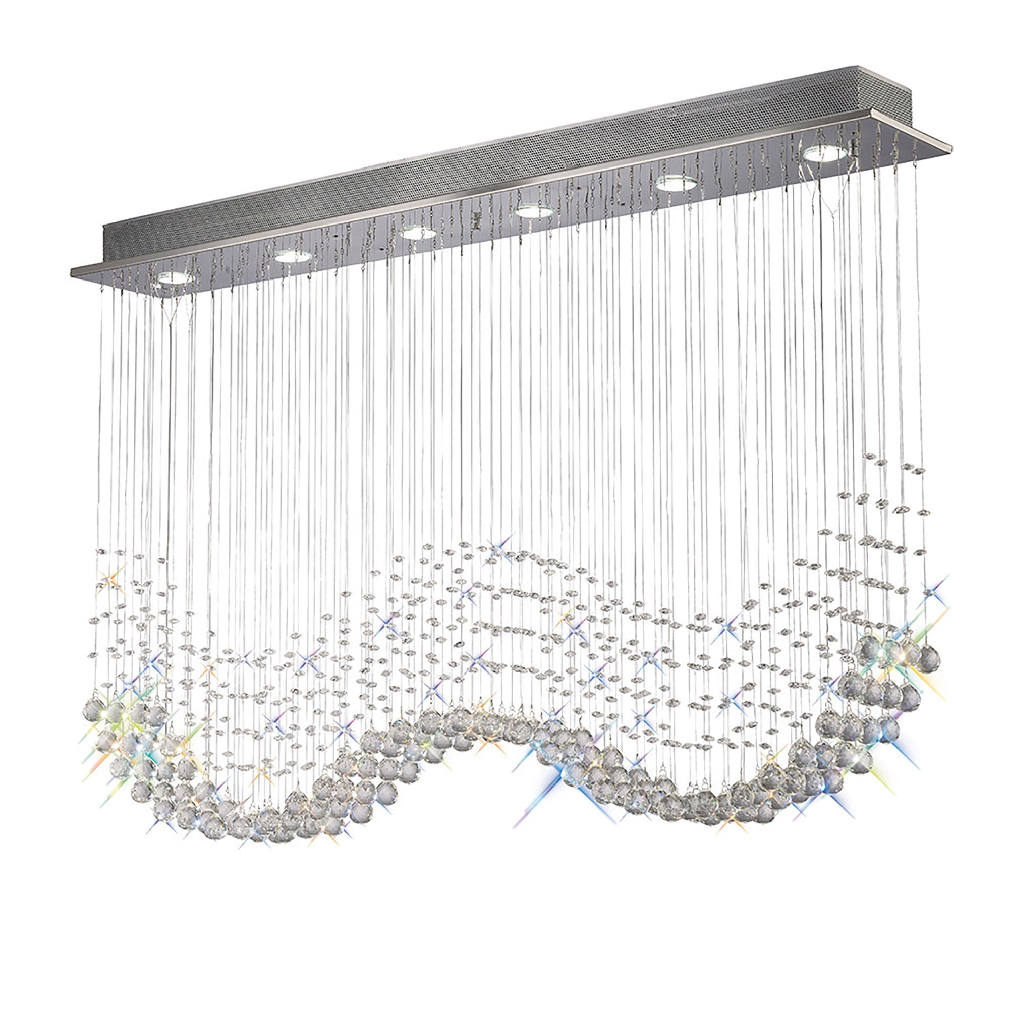 Diyas Colorado 6 Light Line Pendant - Polished Chrome & Crystal