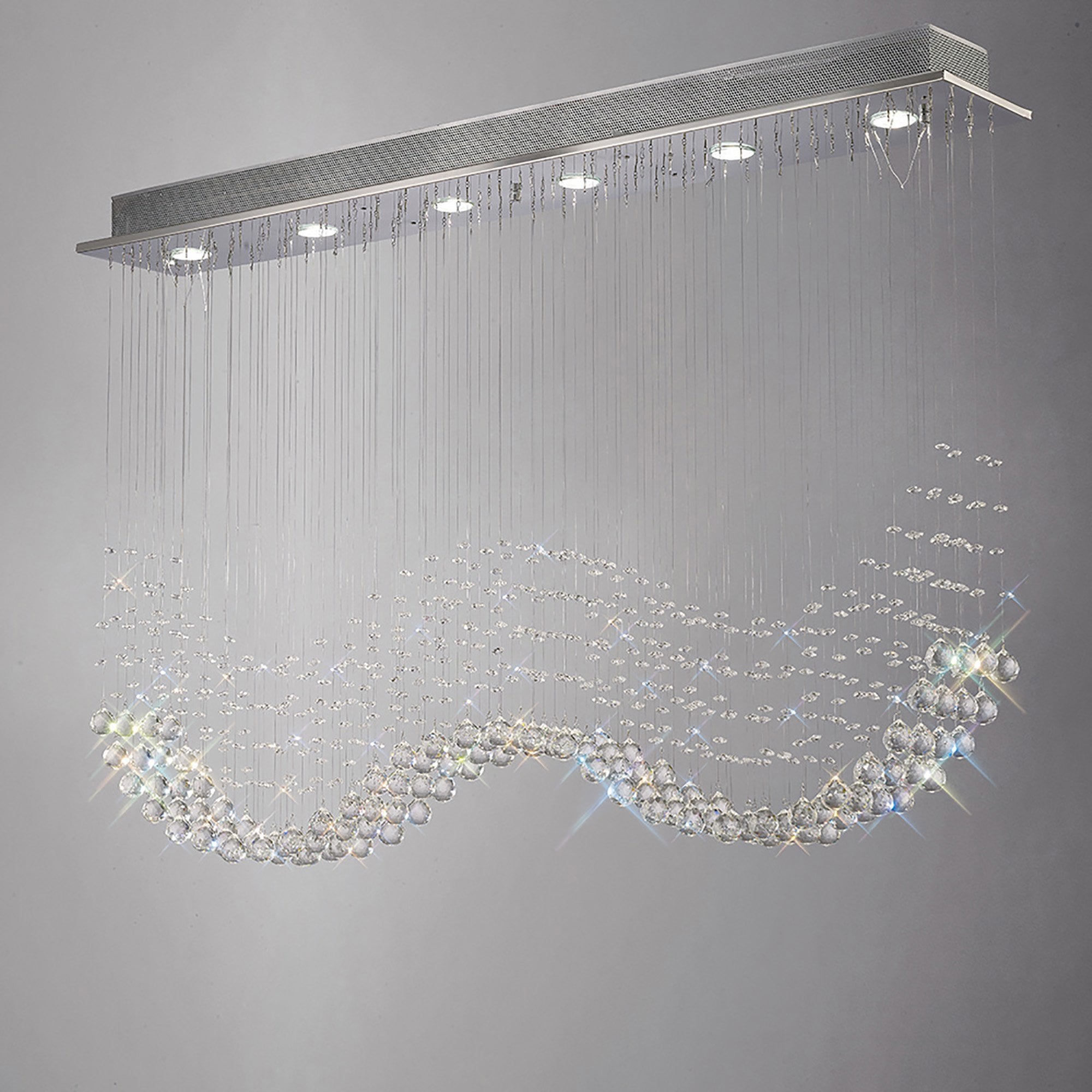 Diyas Colorado 6 Light Line Pendant - Polished Chrome & Crystal