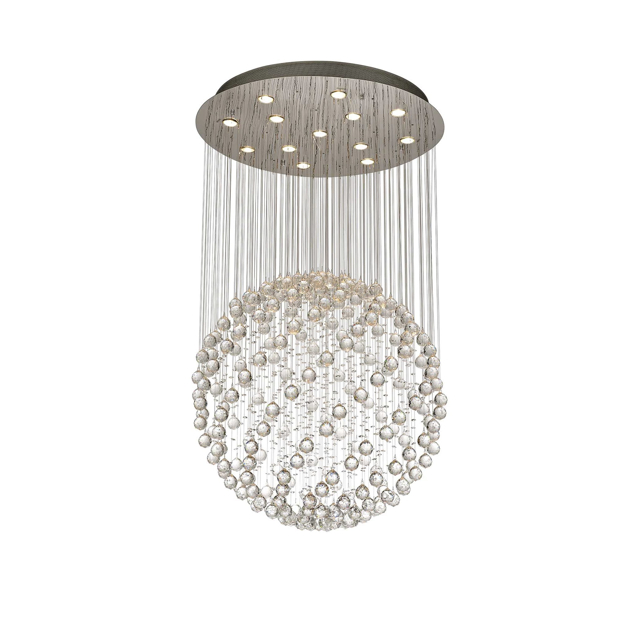Diyas Colorado Large 13 Light Sphere Pendant - Polished Chrome & Crystal