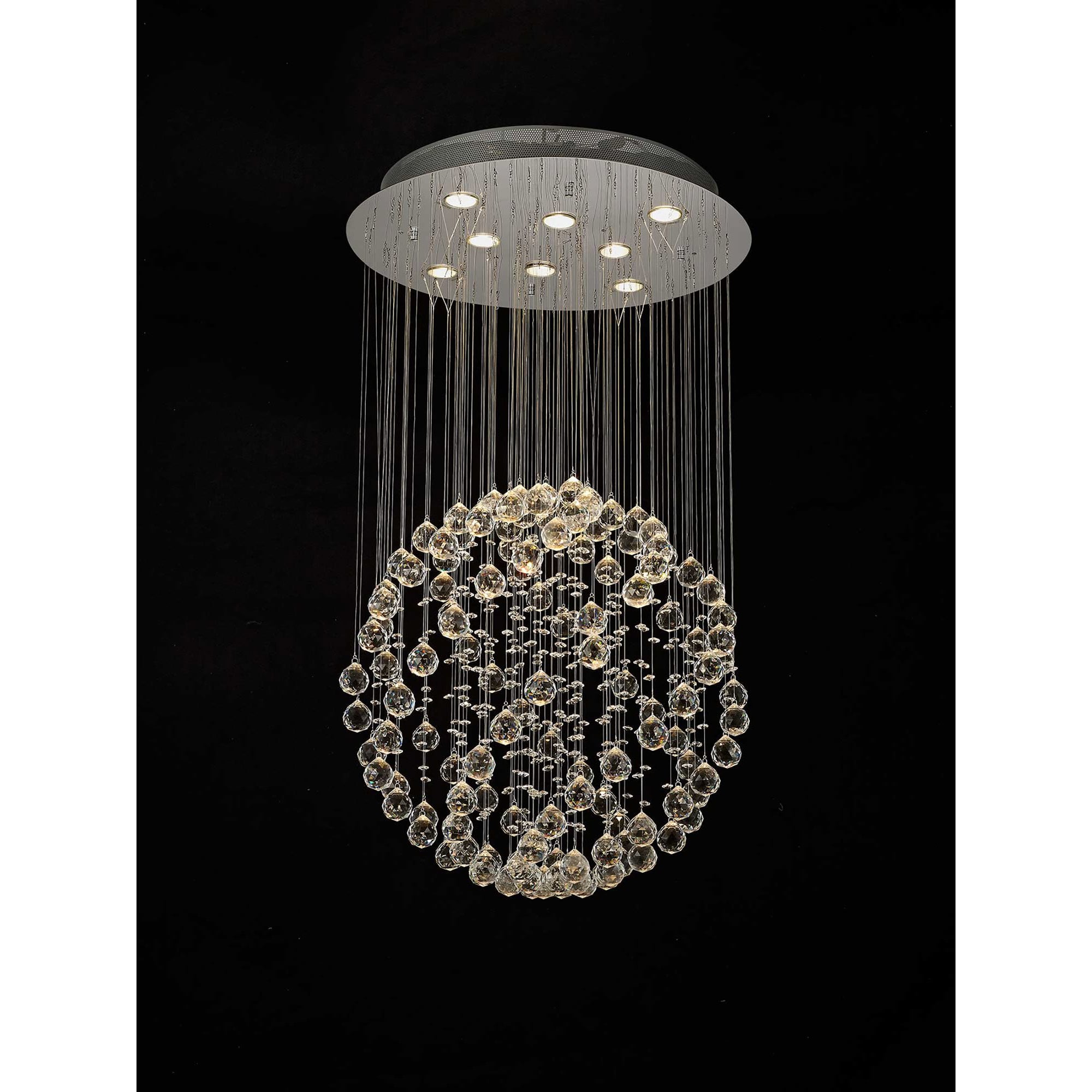 Diyas Colorado Medium 8 Light Sphere Pendant - Polished Chrome & Crystal