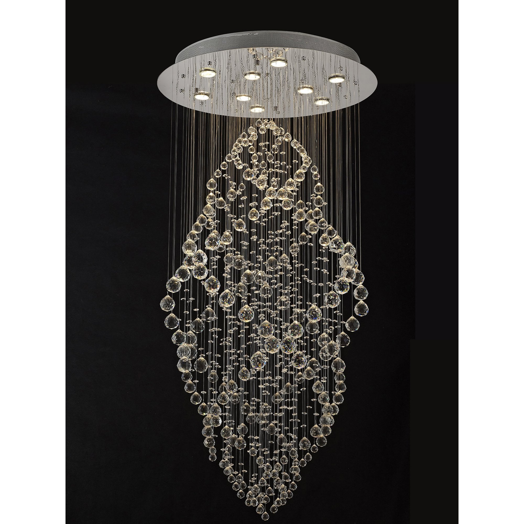 Diyas Colorado 9 Light Oval Pendant - Polished Chrome & Crystal