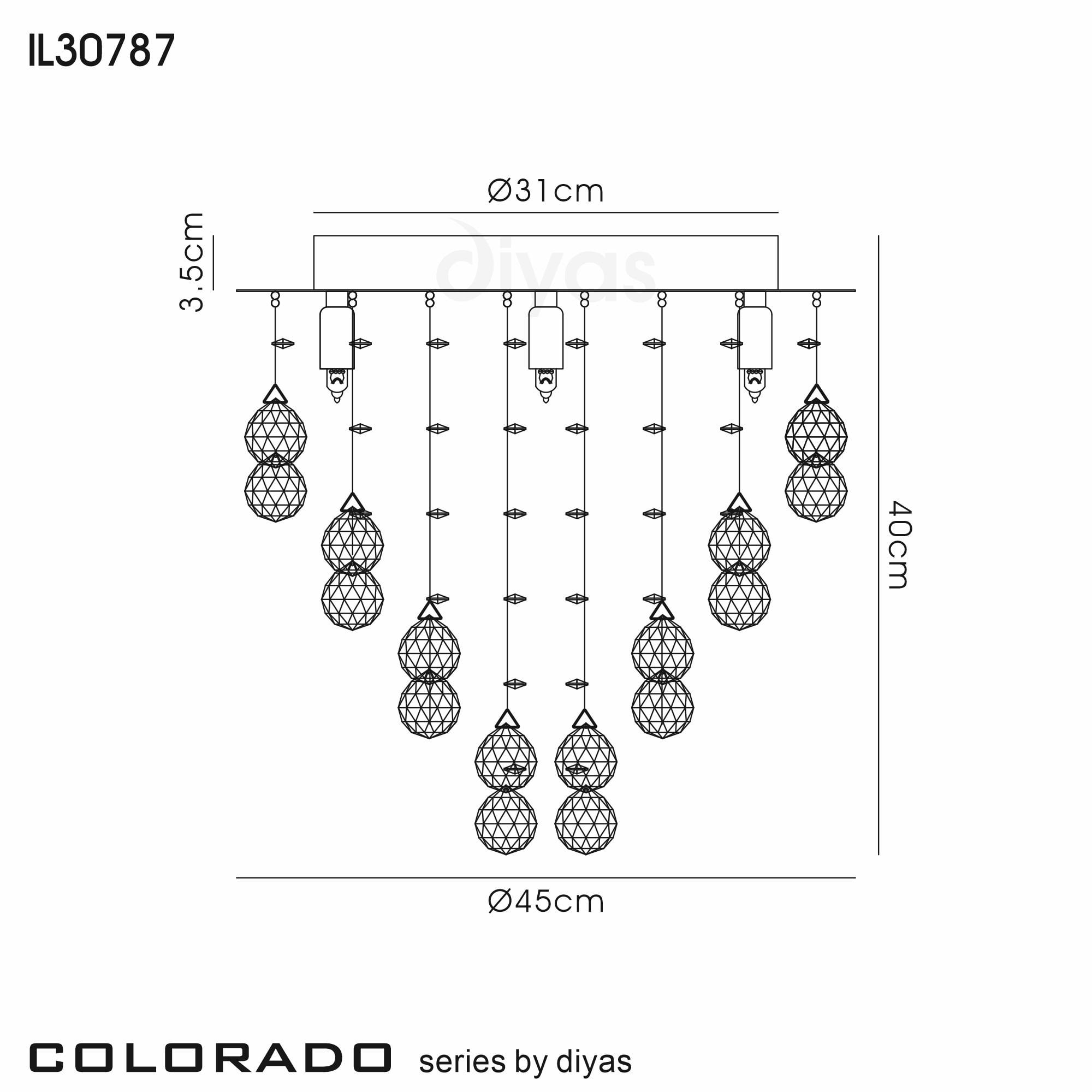 Diyas Colorado 5 Light Round Ceiling Light - Polished Chrome & Crystal