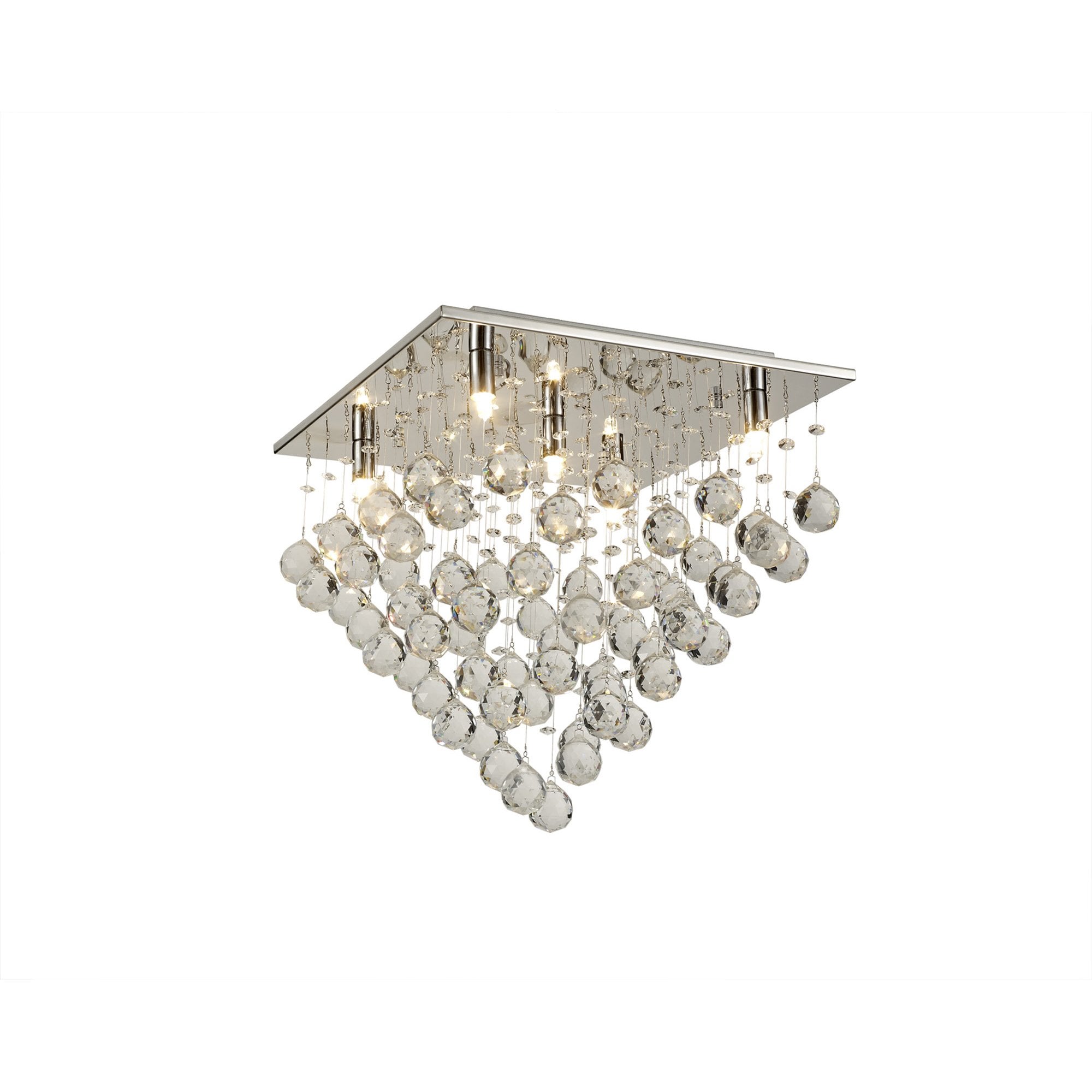 Diyas Colorado 5 Light Square Ceiling Light - Polished Chrome & Crystal