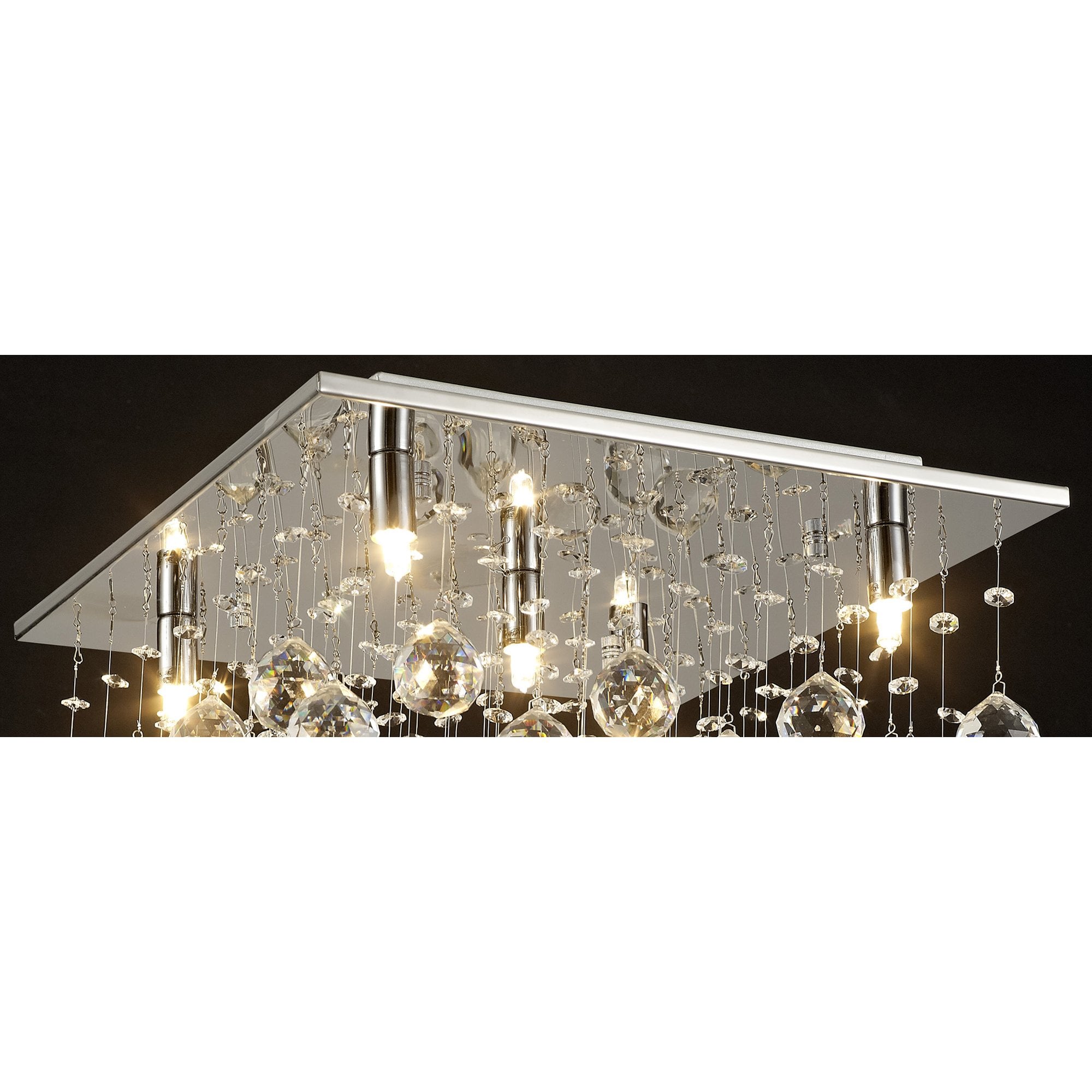 Diyas Colorado 5 Light Square Ceiling Light - Polished Chrome & Crystal