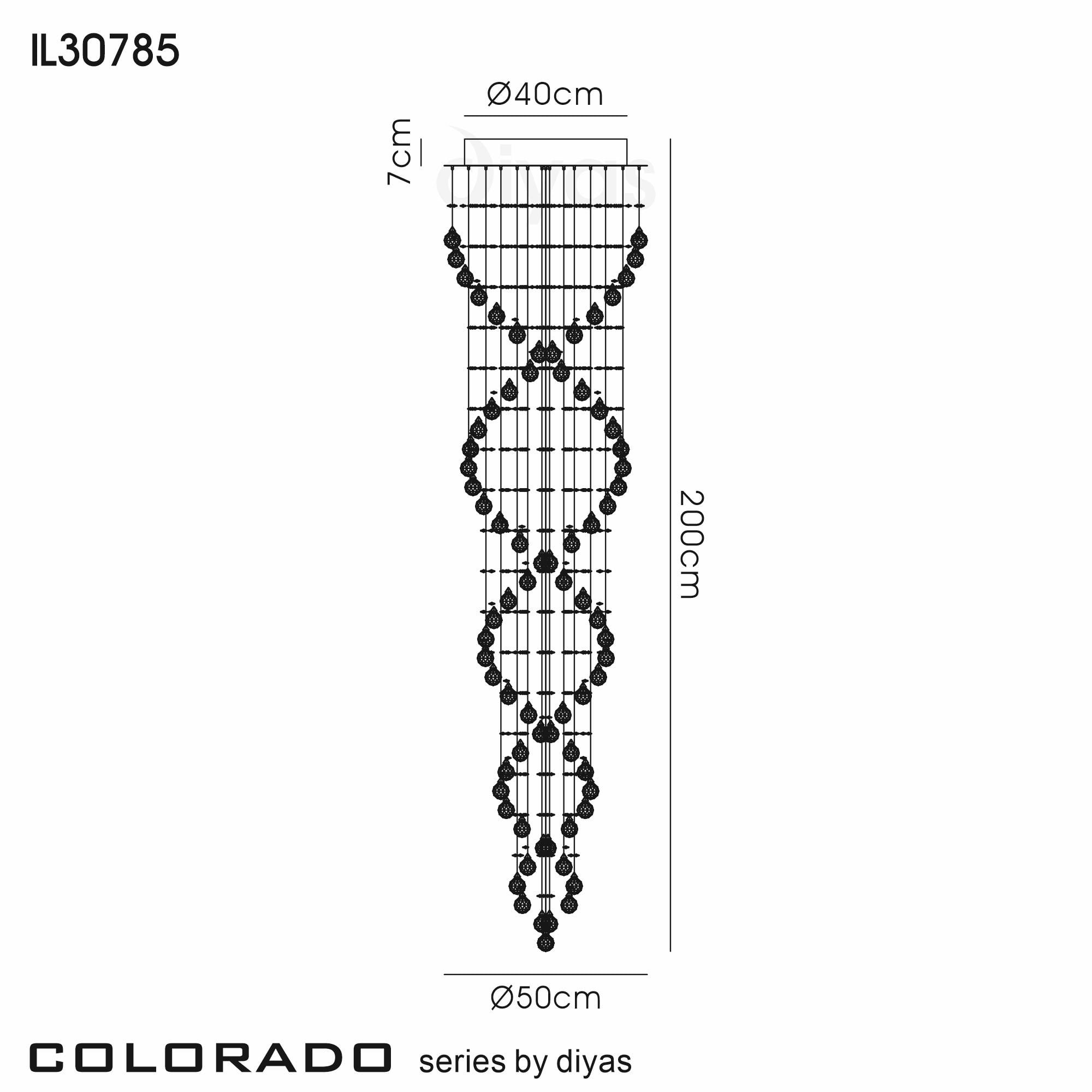 Diyas Colorado 6 Light Spiral Pendant -  Polished Chrome & Crystal