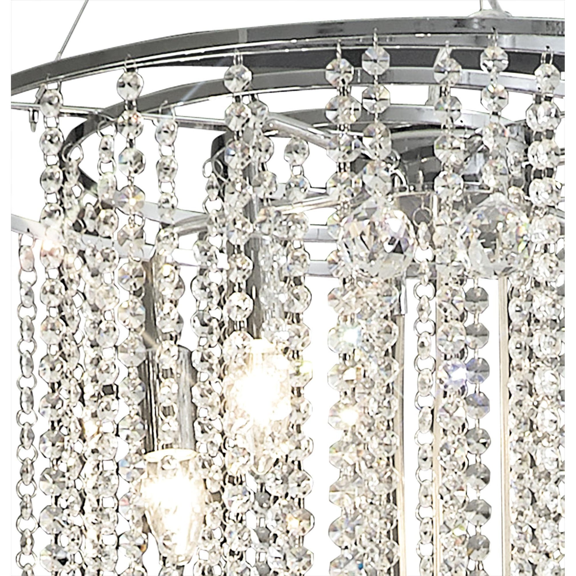Diyas Atla 7 Light Spiral Pendant - Polished Chrome & Crystal