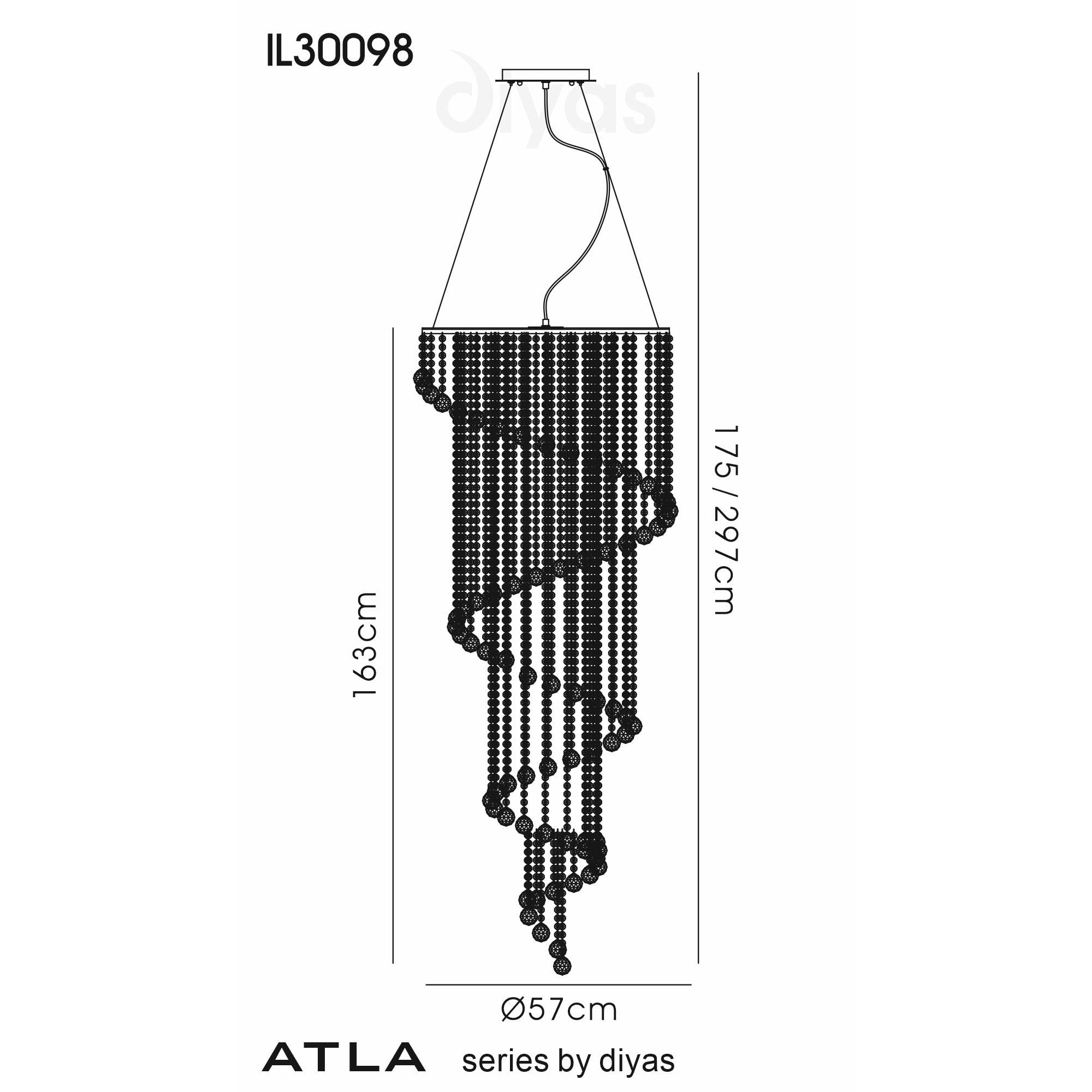 Diyas Atla 7 Light Spiral Pendant - Polished Chrome & Crystal