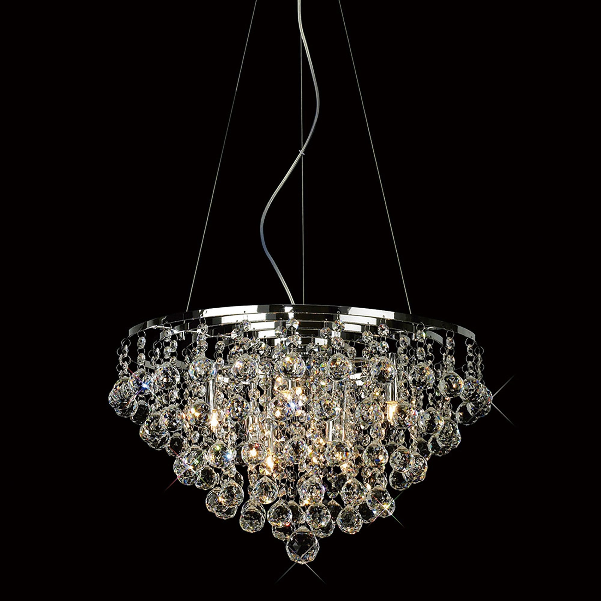 Diyas Atla 8 Light Pendant - Polished Chrome & Crystal