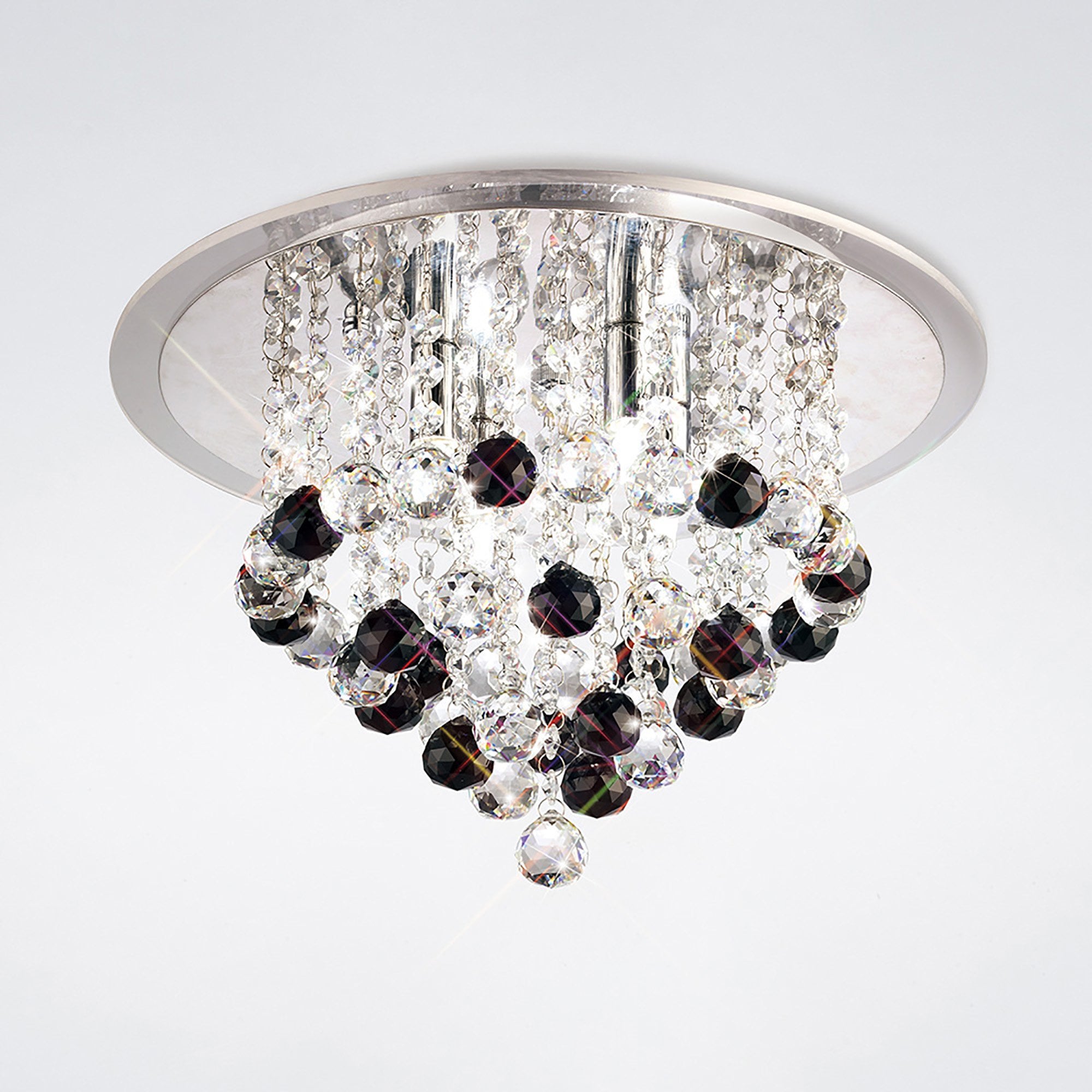 Diyas Atla 4 Light Ceiling Light - Polished Chrome, Acrylic Trim & Crystal