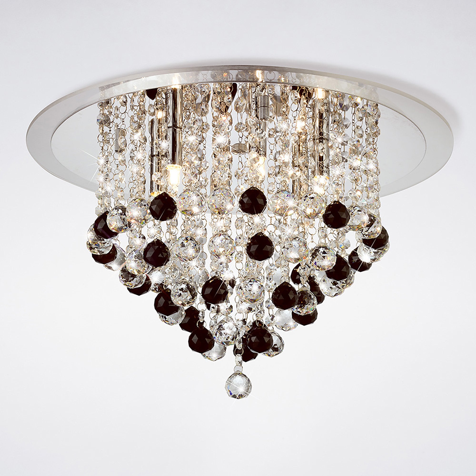 Diyas Atla 6 Light Ceiling Light - Polished Chrome, Acrylic Trim & Crystal