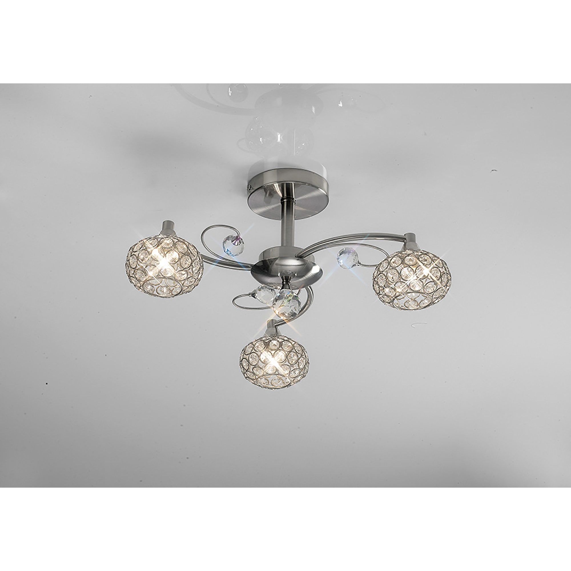 Diyas IL30933 Cara Semi Ceiling 3 Light Satin Nickel/Crystal