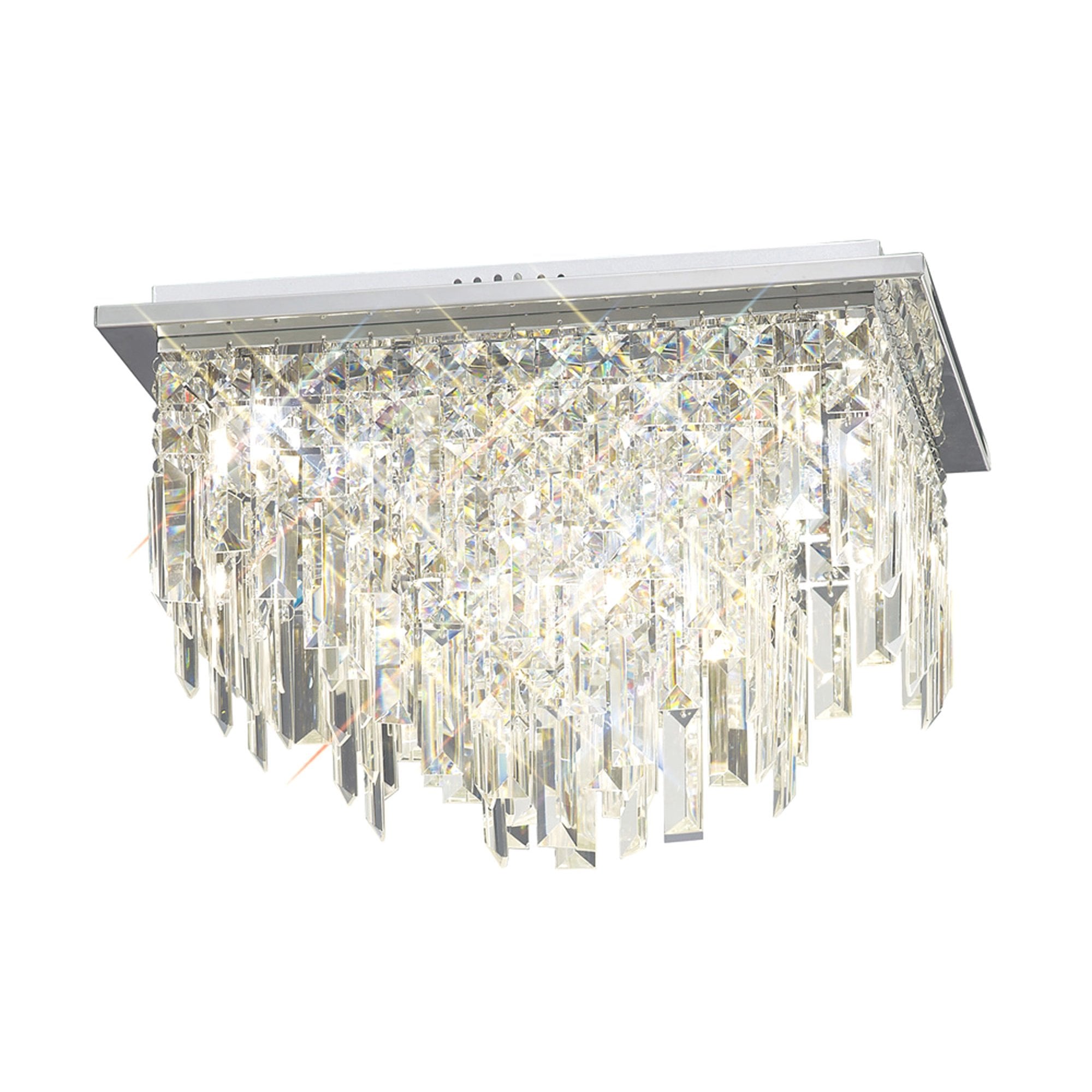 Diyas Maddison 6 Light Square Ceiling Light - Polished Chrome & Crystal