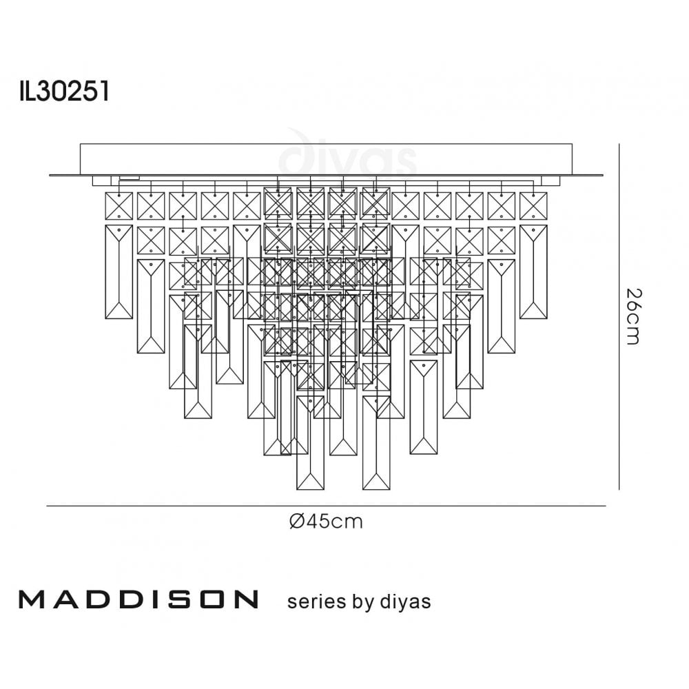 Diyas Maddison 6 Light Round Ceiling Light - Polished Chrome & Crystal