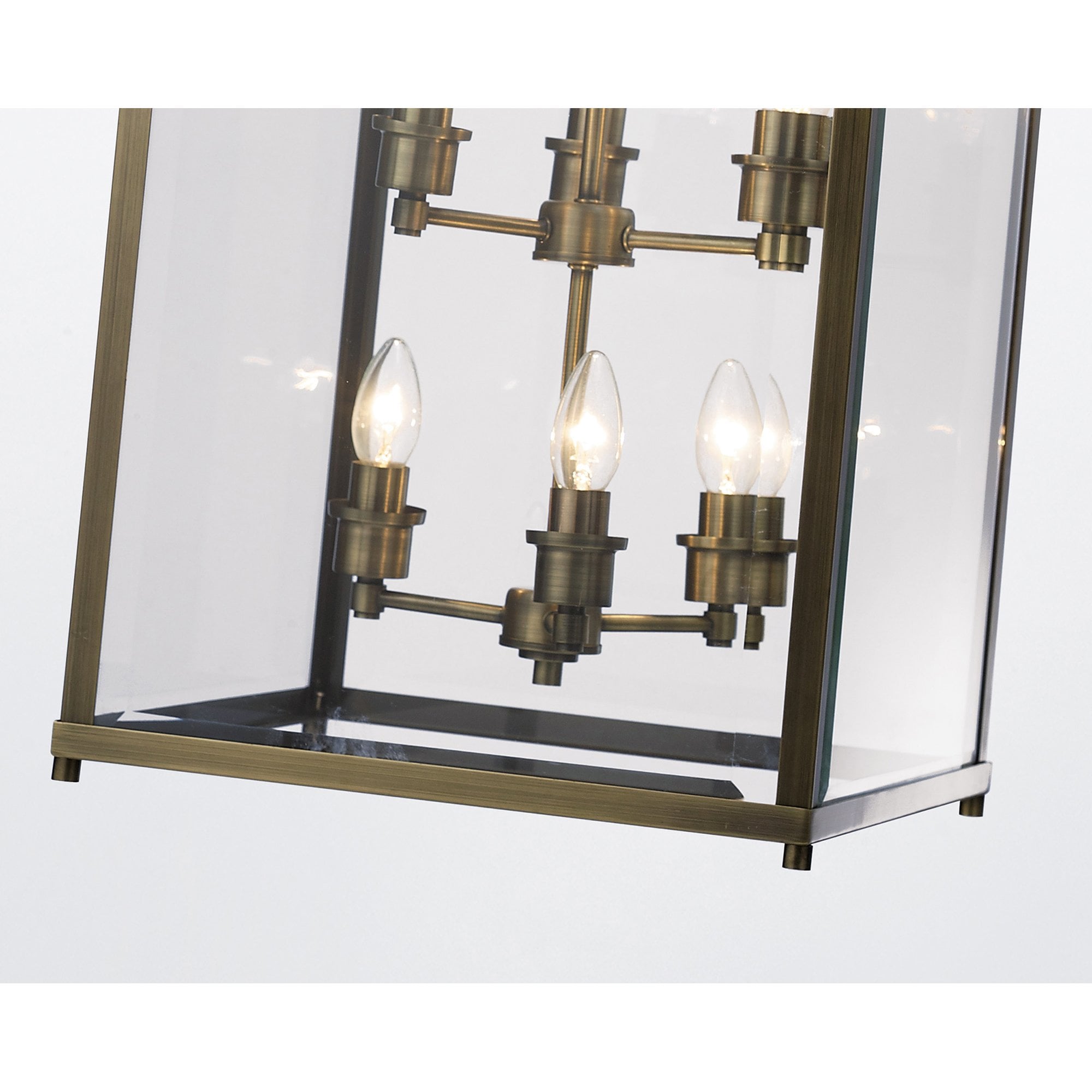 Diyas IL31114 Aston Pendant 6 Light Antique Brass/Glass