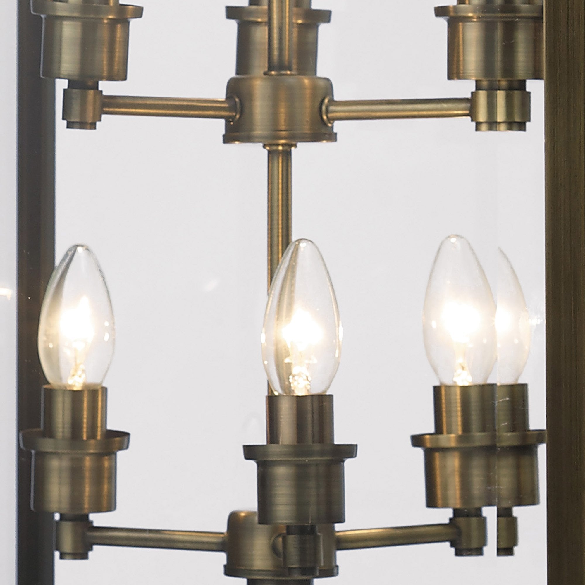 Diyas IL31114 Aston Pendant 6 Light Antique Brass/Glass
