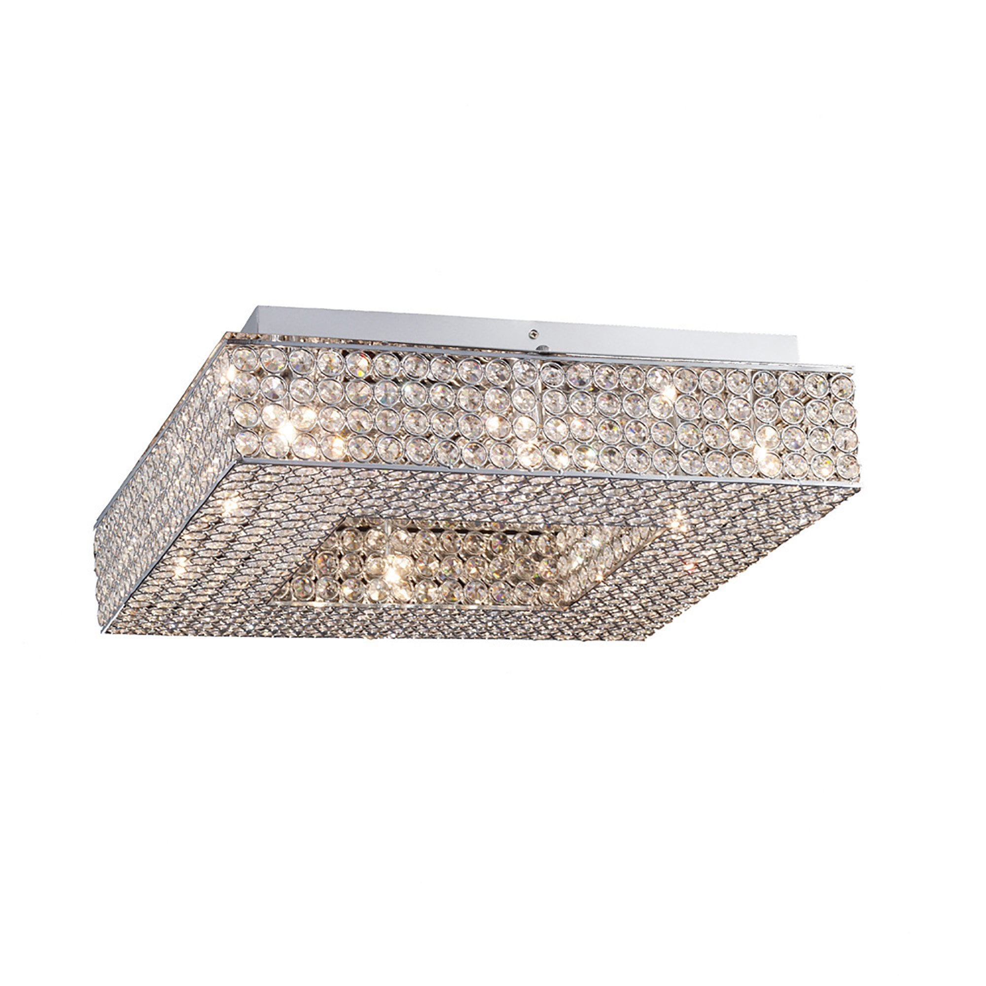 Diyas Piazza 8 Light Square Ceiling Light - Polished Chrome & Crystal