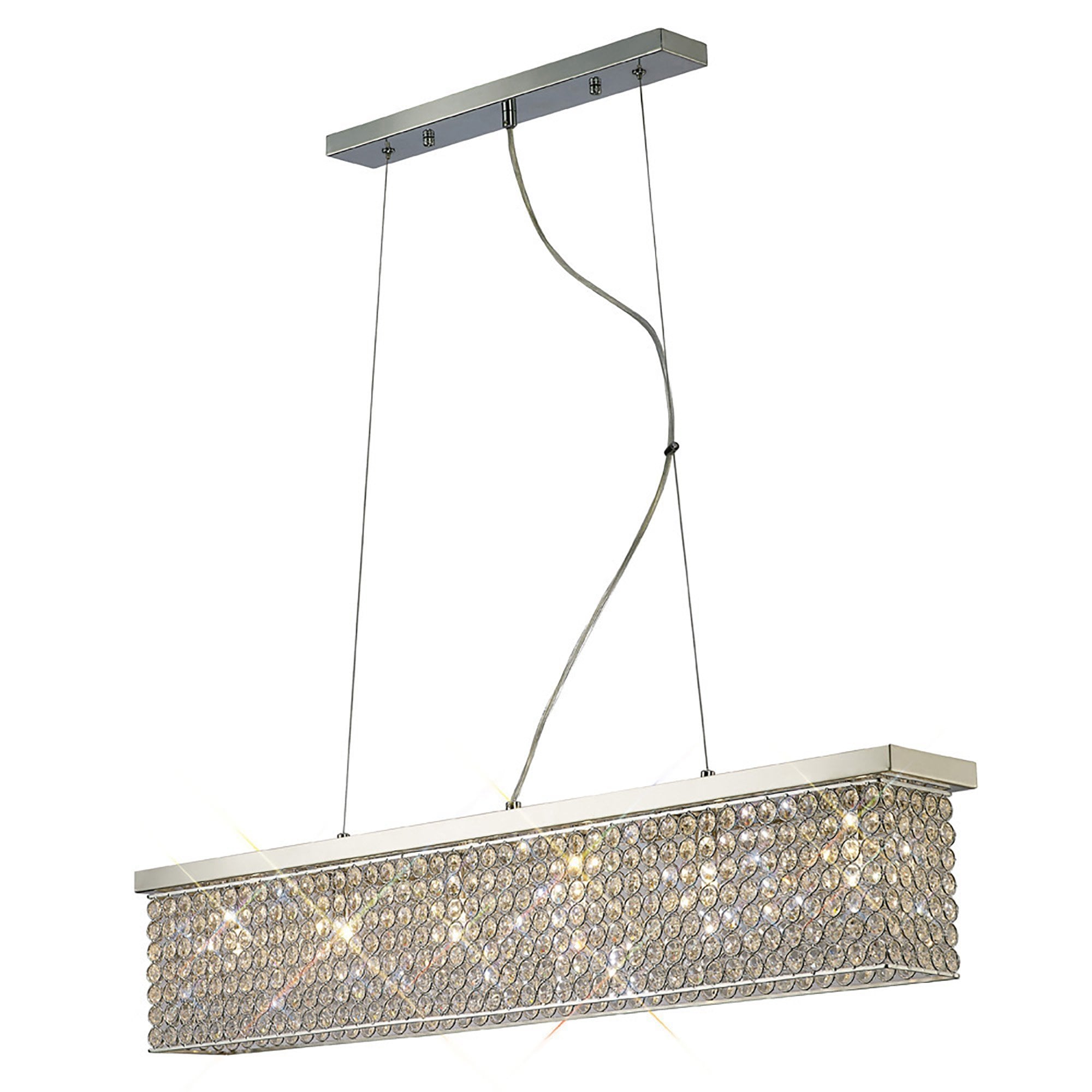 Diyas Piazza 6 Light Rectangular Pendant - Polished Chrome & Crystal