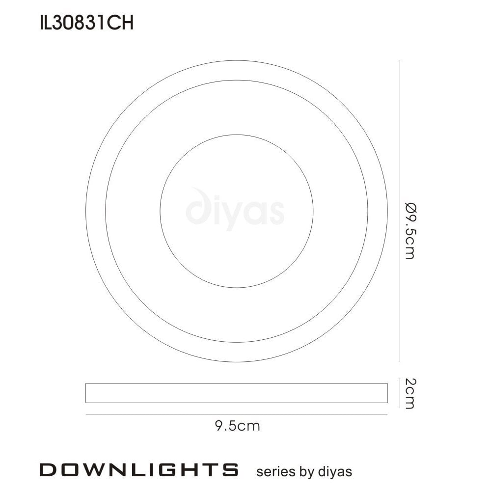 Diyas IL30831CH Crystal Bubble Downlight Round Rim Only Clear, IL30800 Required To Complete The Item