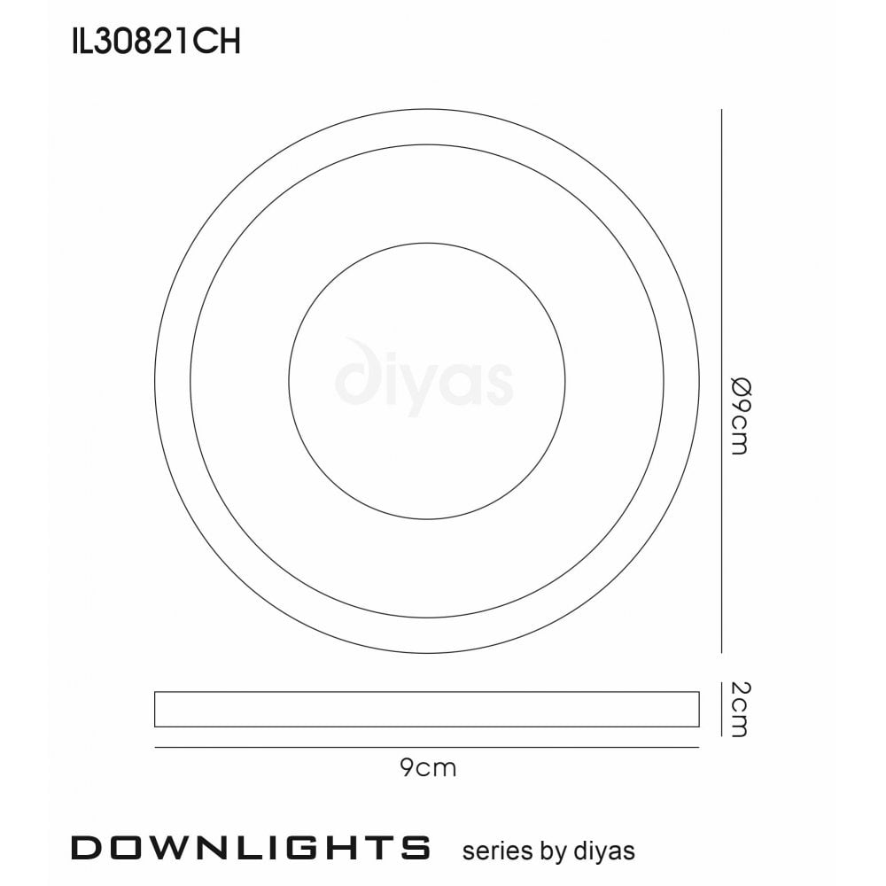 Diyas IL30821CH Crystal Downlight Deep Round Rim Only Clear,IL30800 Required To Complete The Item