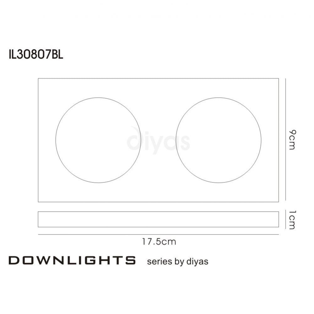 Diyas IL30807BL Crystal Dual Head Downlight Rectangle Rim Only Black,IL30800 Required To Complete The Item
