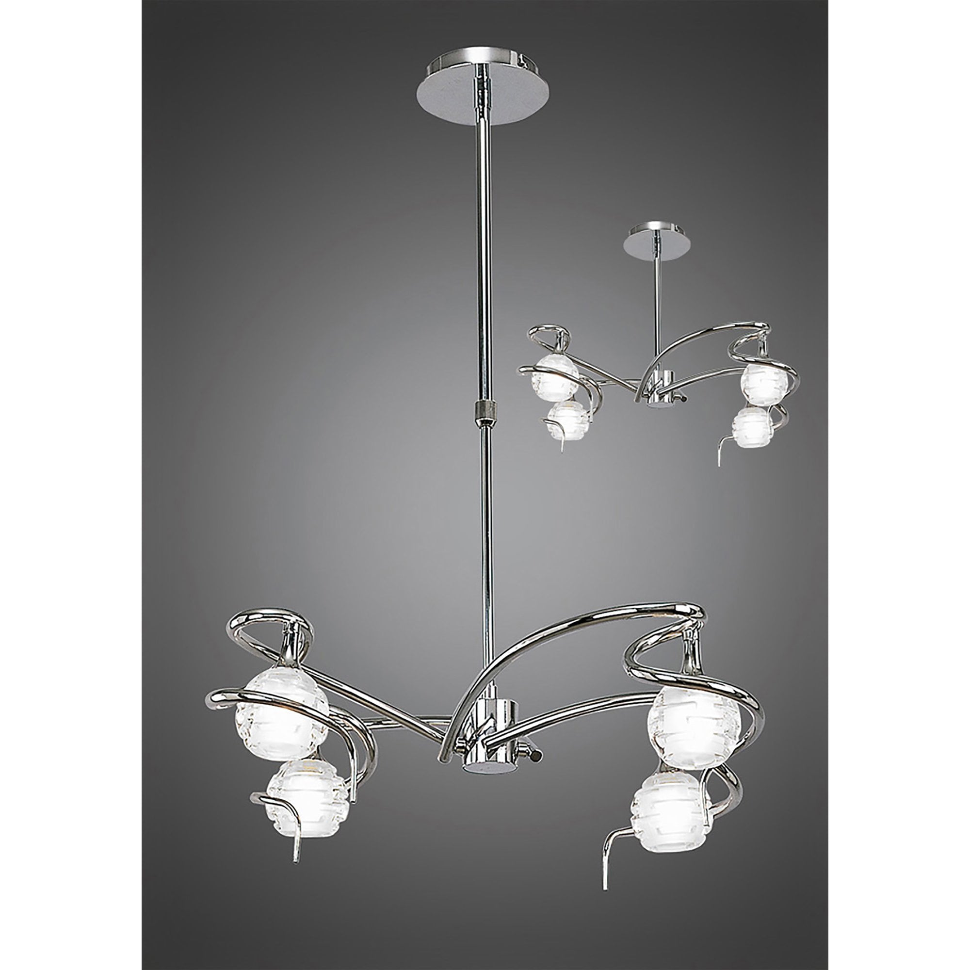Mantra Dali 4 Light Telescopic Pendant Semi Flush Convertible Fitting Polished Chrome