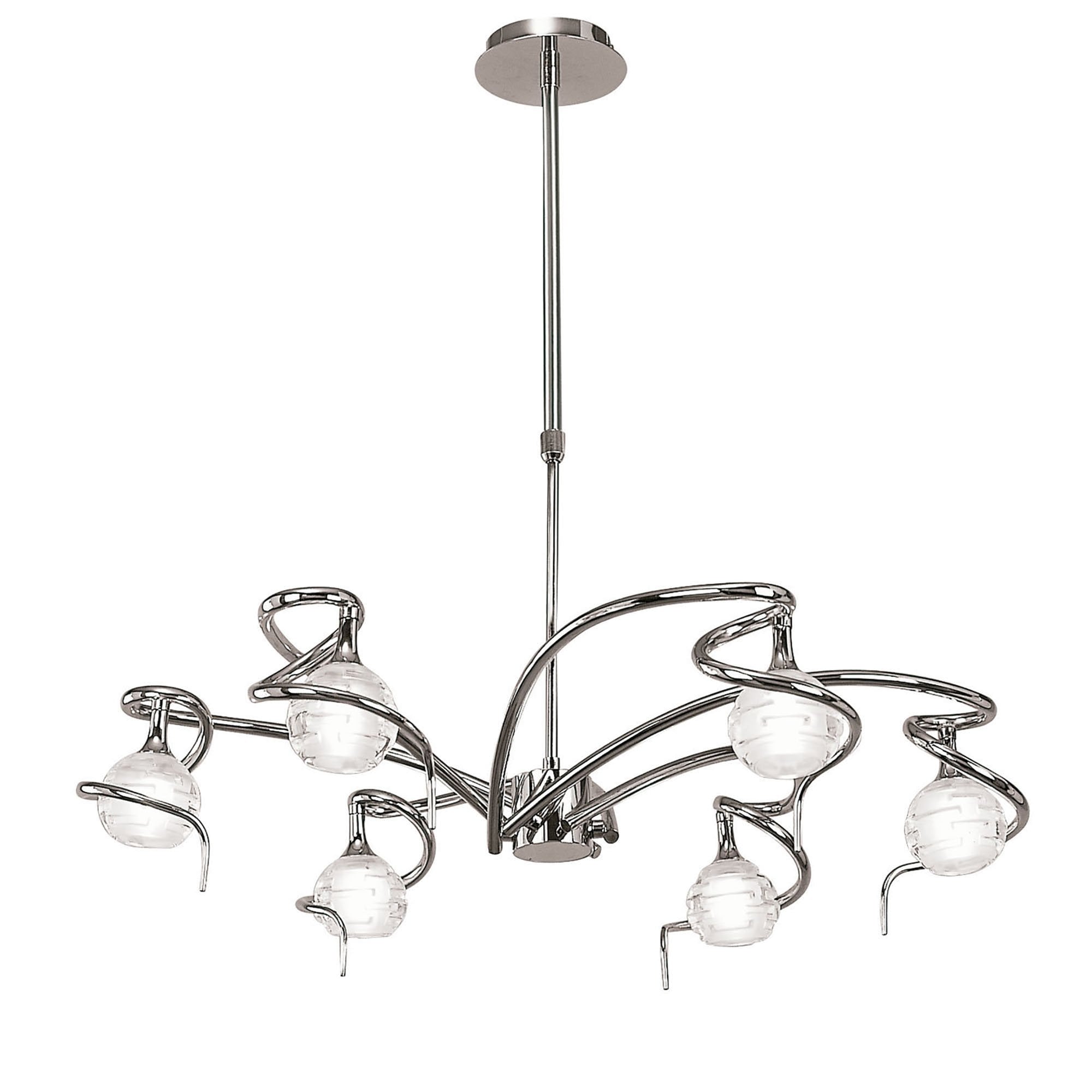 Mantra Dali 6 Light Telescopic Pendant Semi Flush Convertible Fitting Polished Chrome